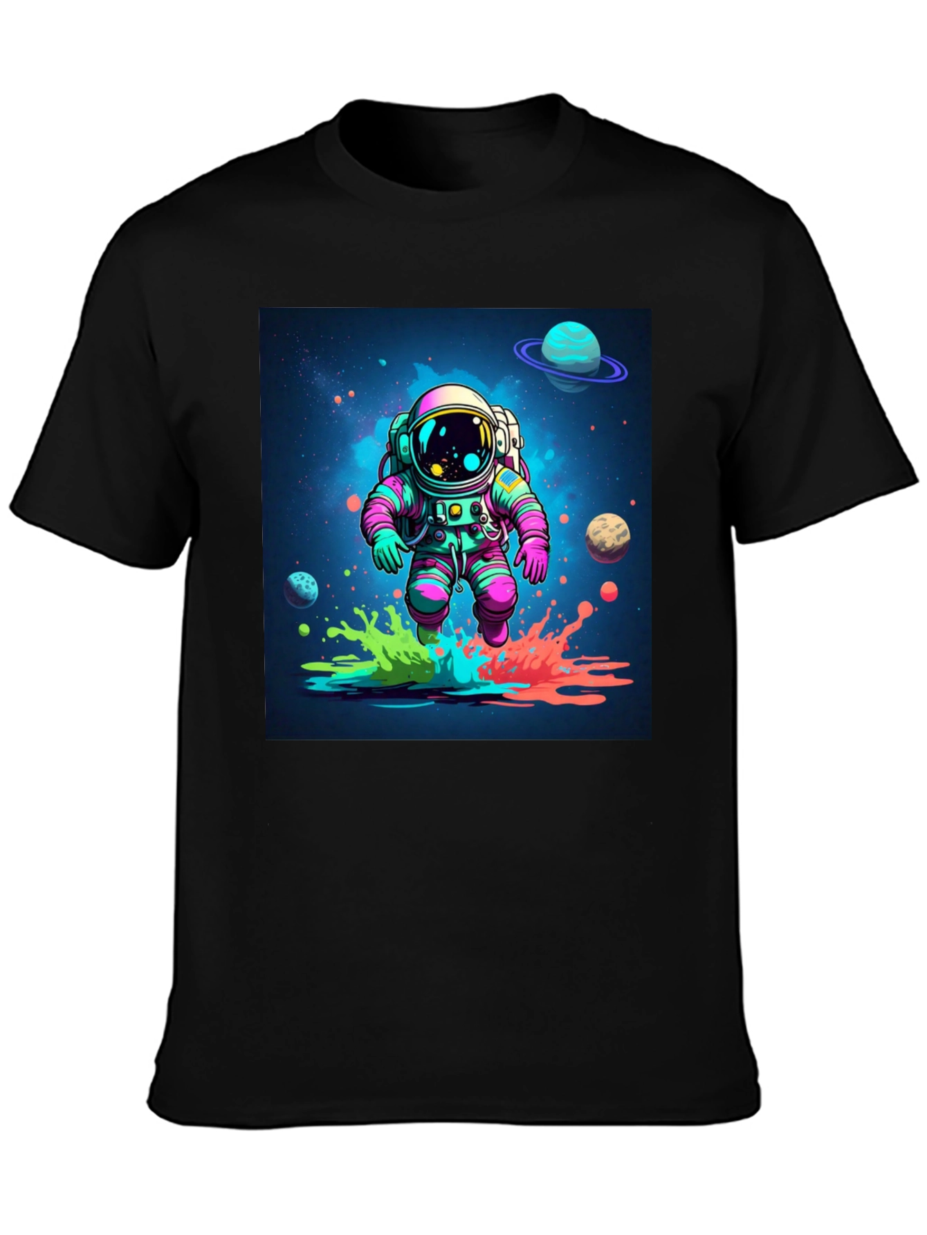 Astronaut in Space Black T-Shirt