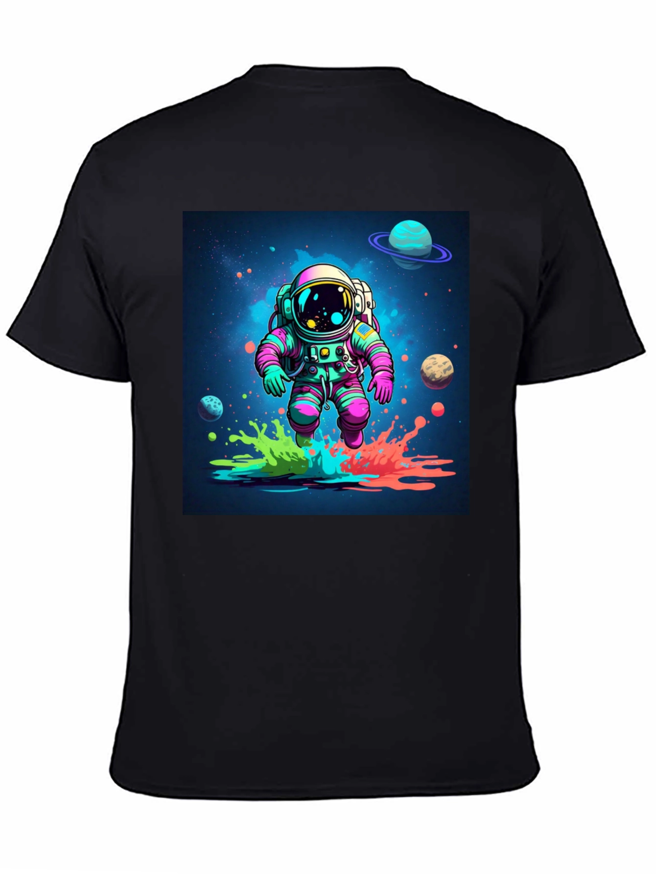 Astronaut in Space Black T-Shirt
