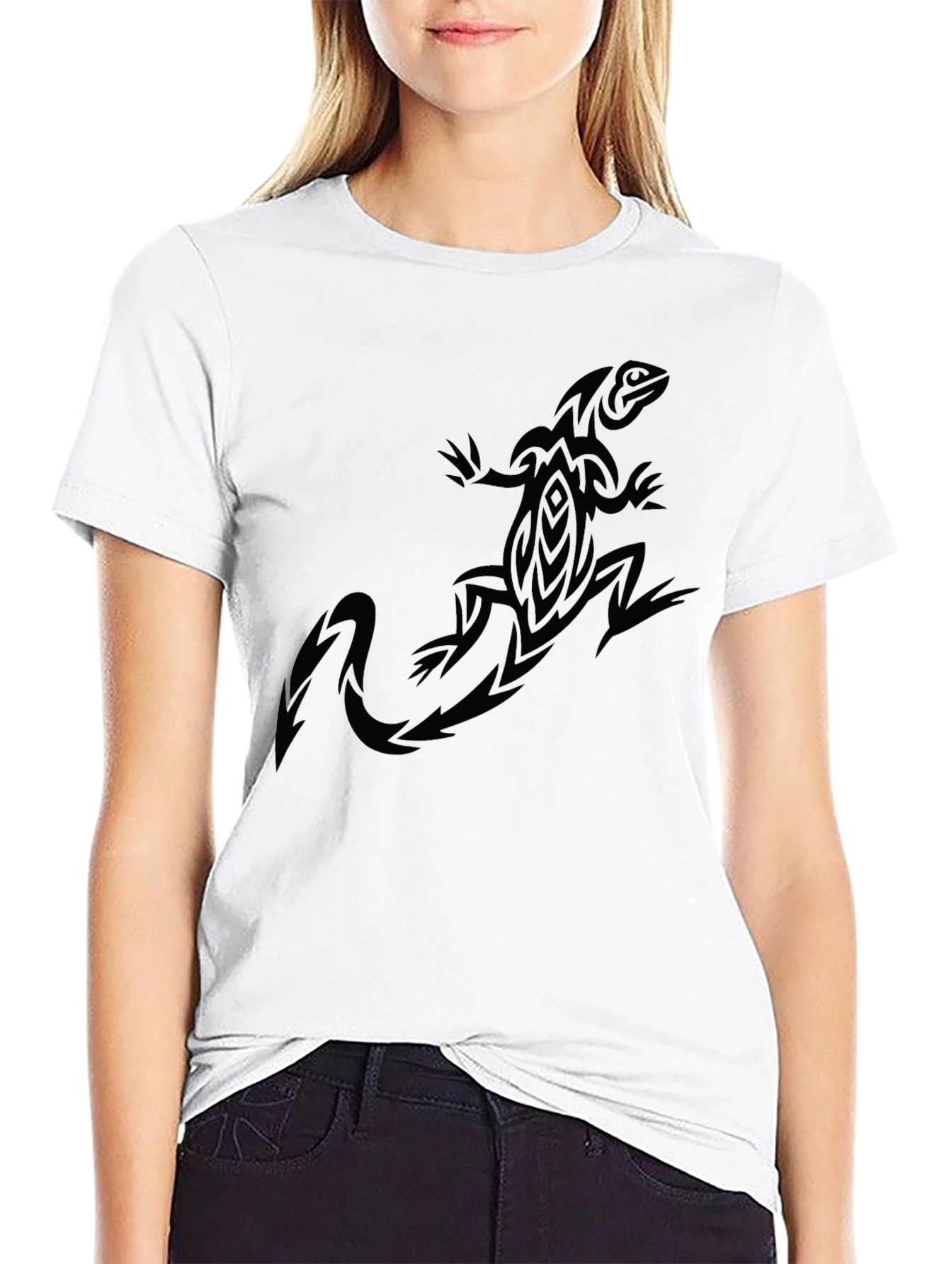 Tribal Lizard Graphic Black T-Shirt