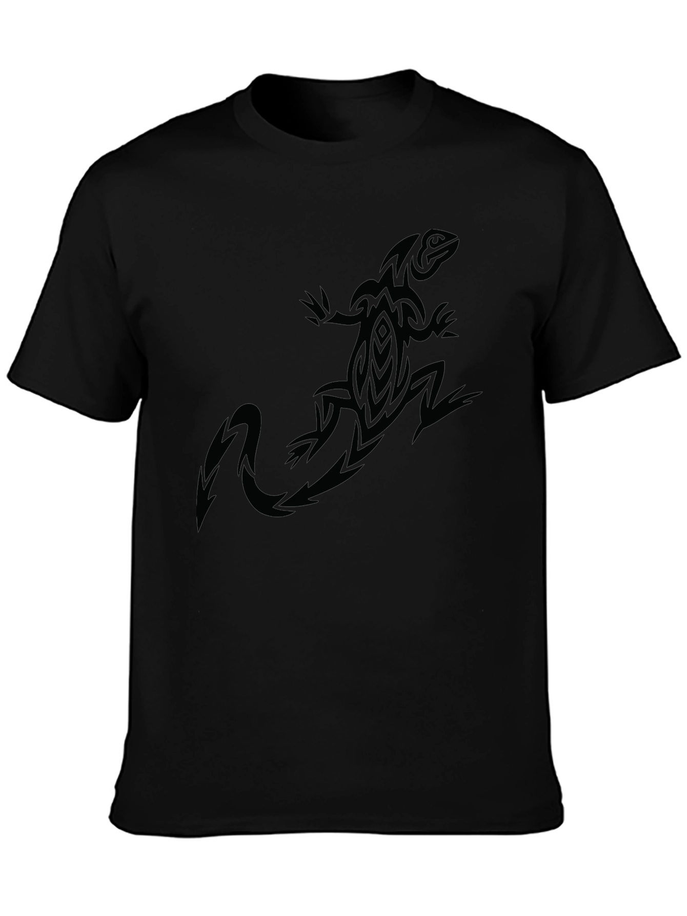 Tribal Lizard Graphic Black T-Shirt