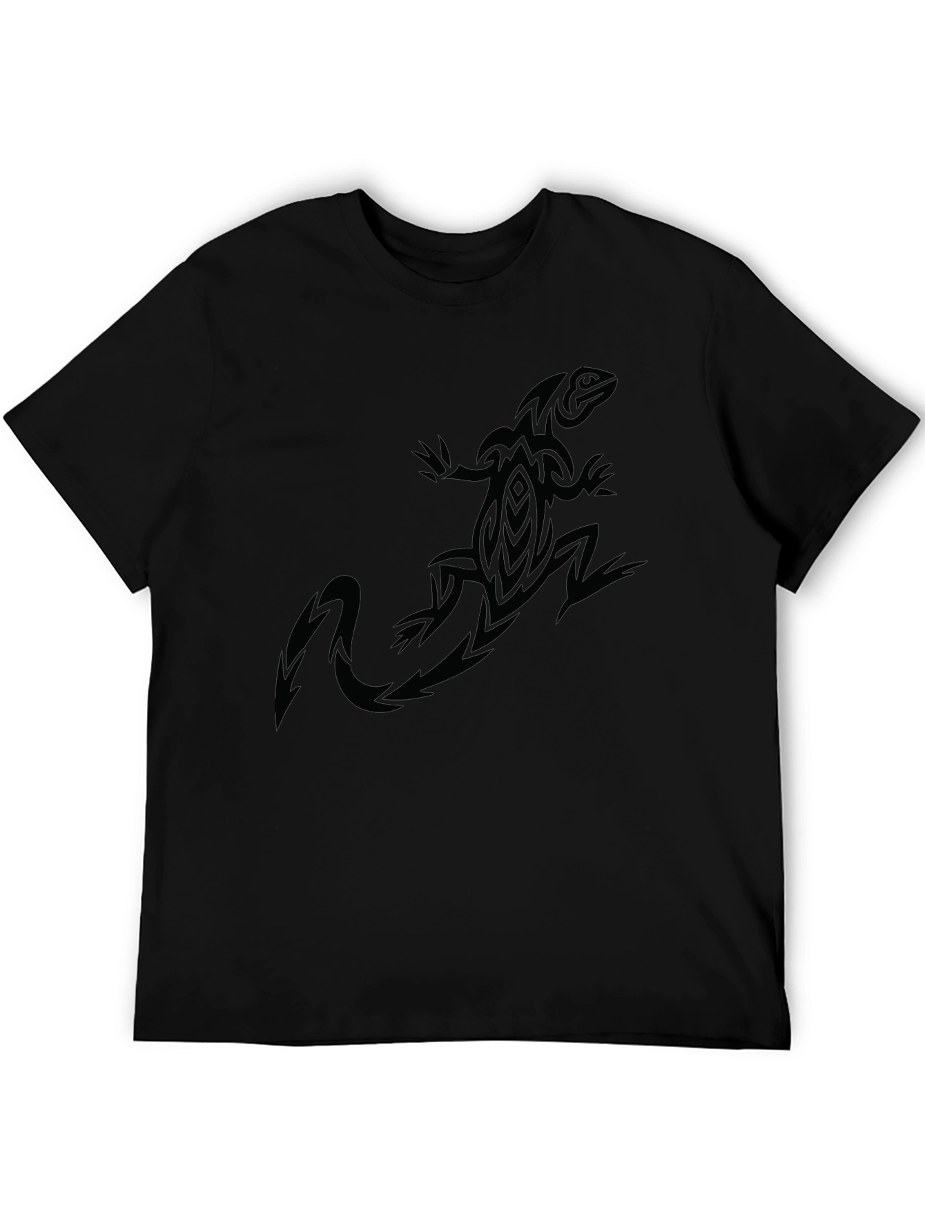 Tribal Lizard Graphic Black T-Shirt