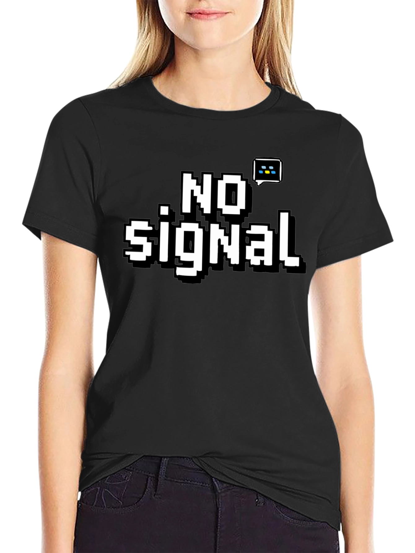 Pixelated No Signal Black T-Shirt