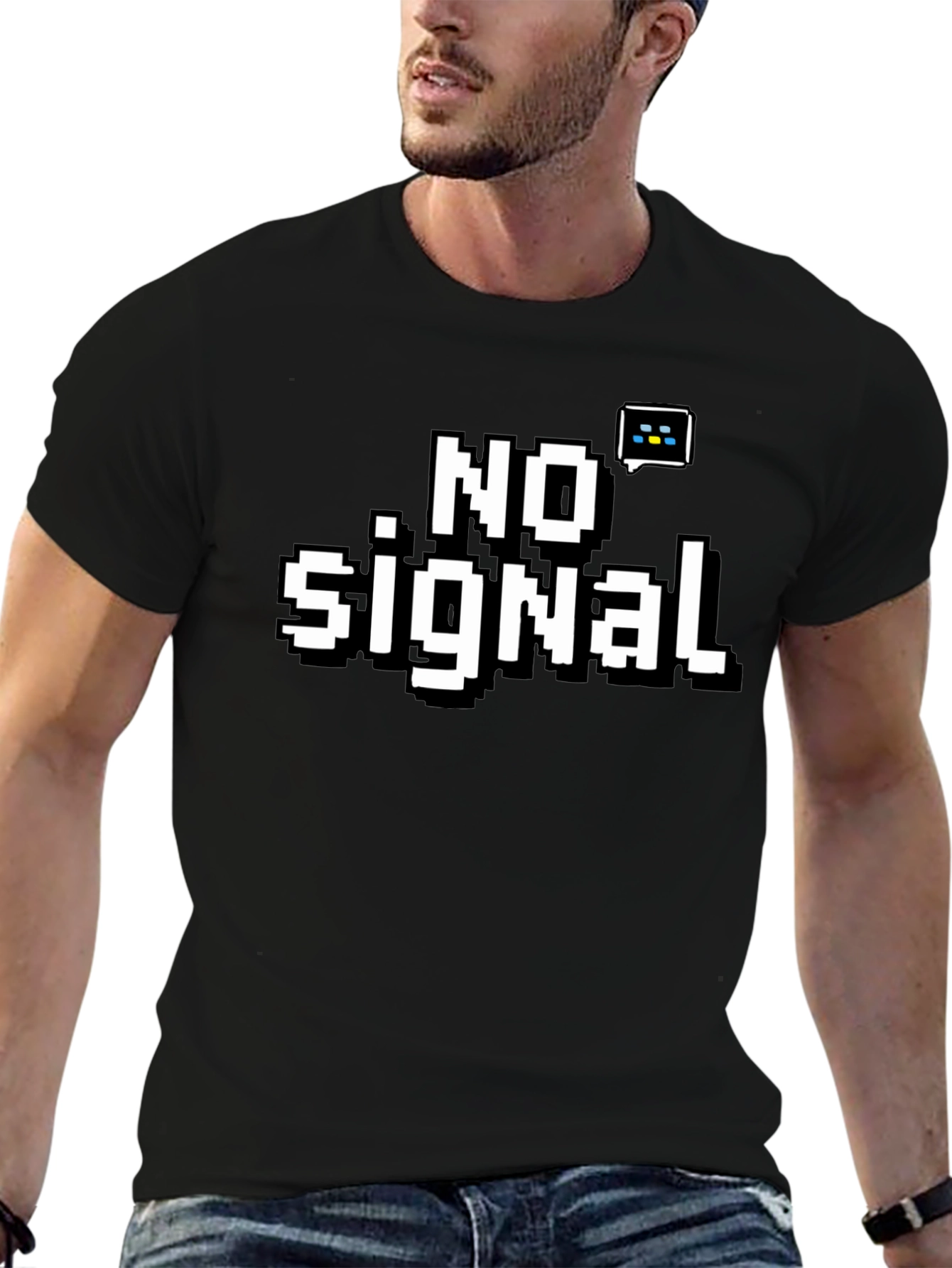 Pixelated No Signal Black T-Shirt