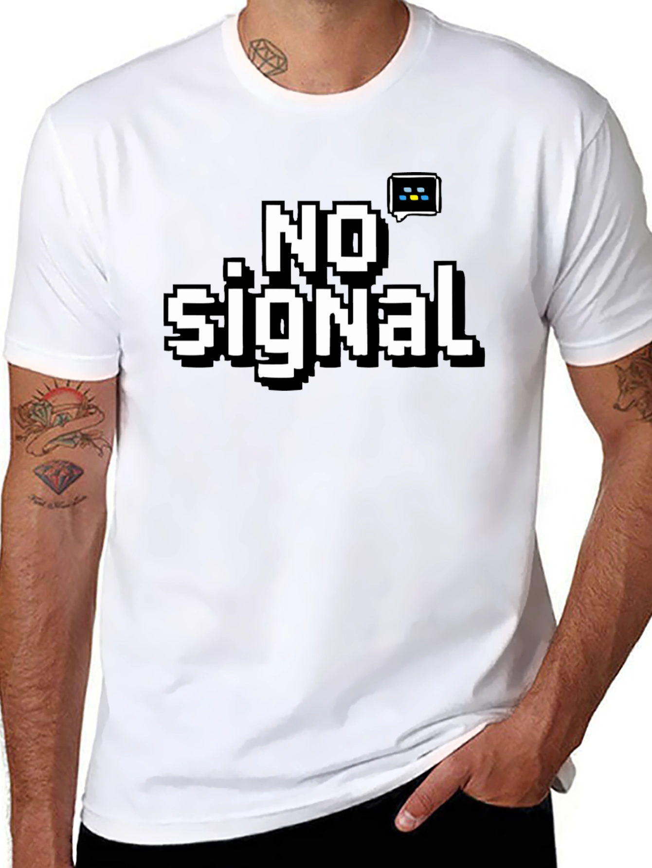 Pixelated No Signal Black T-Shirt