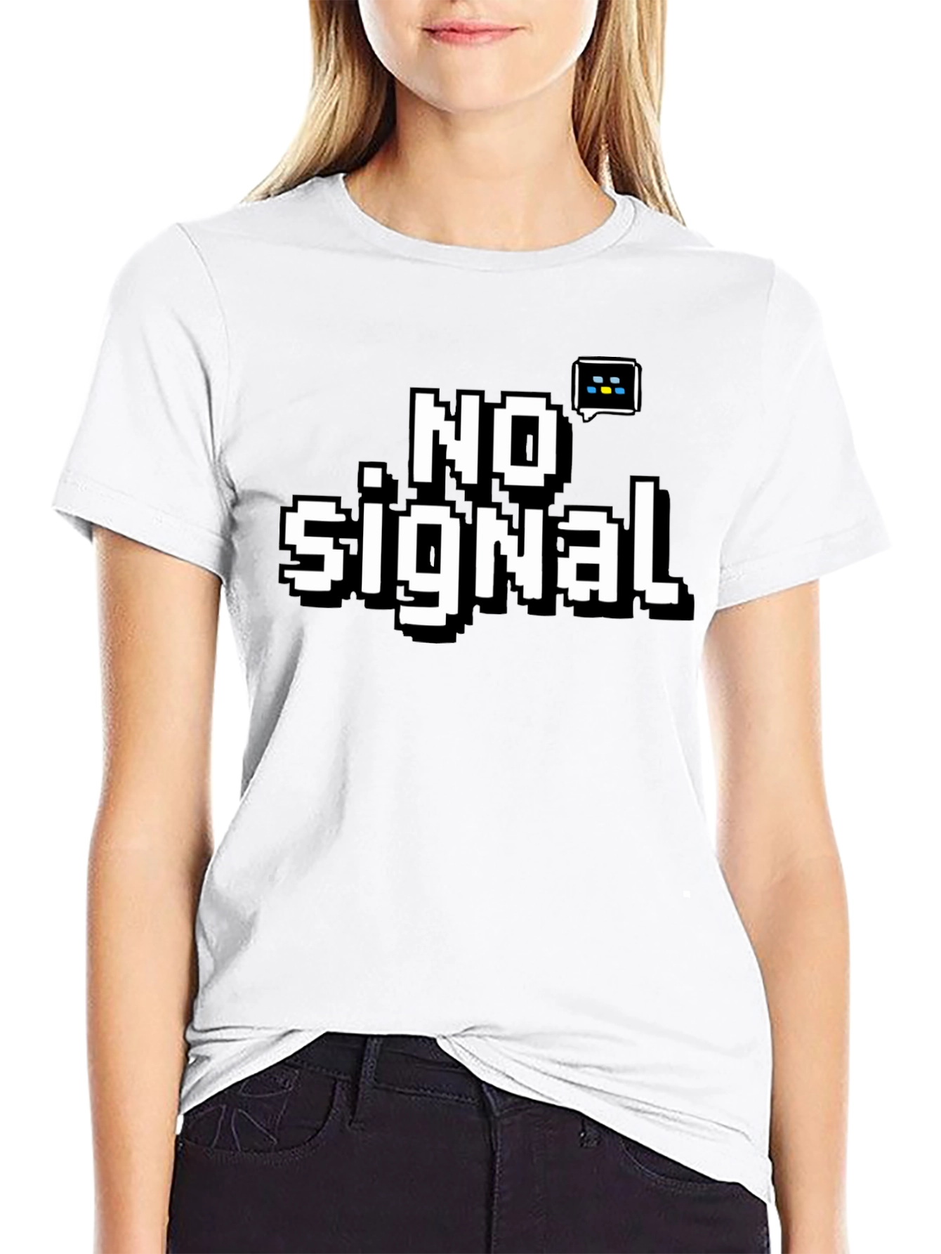 Pixelated No Signal Black T-Shirt