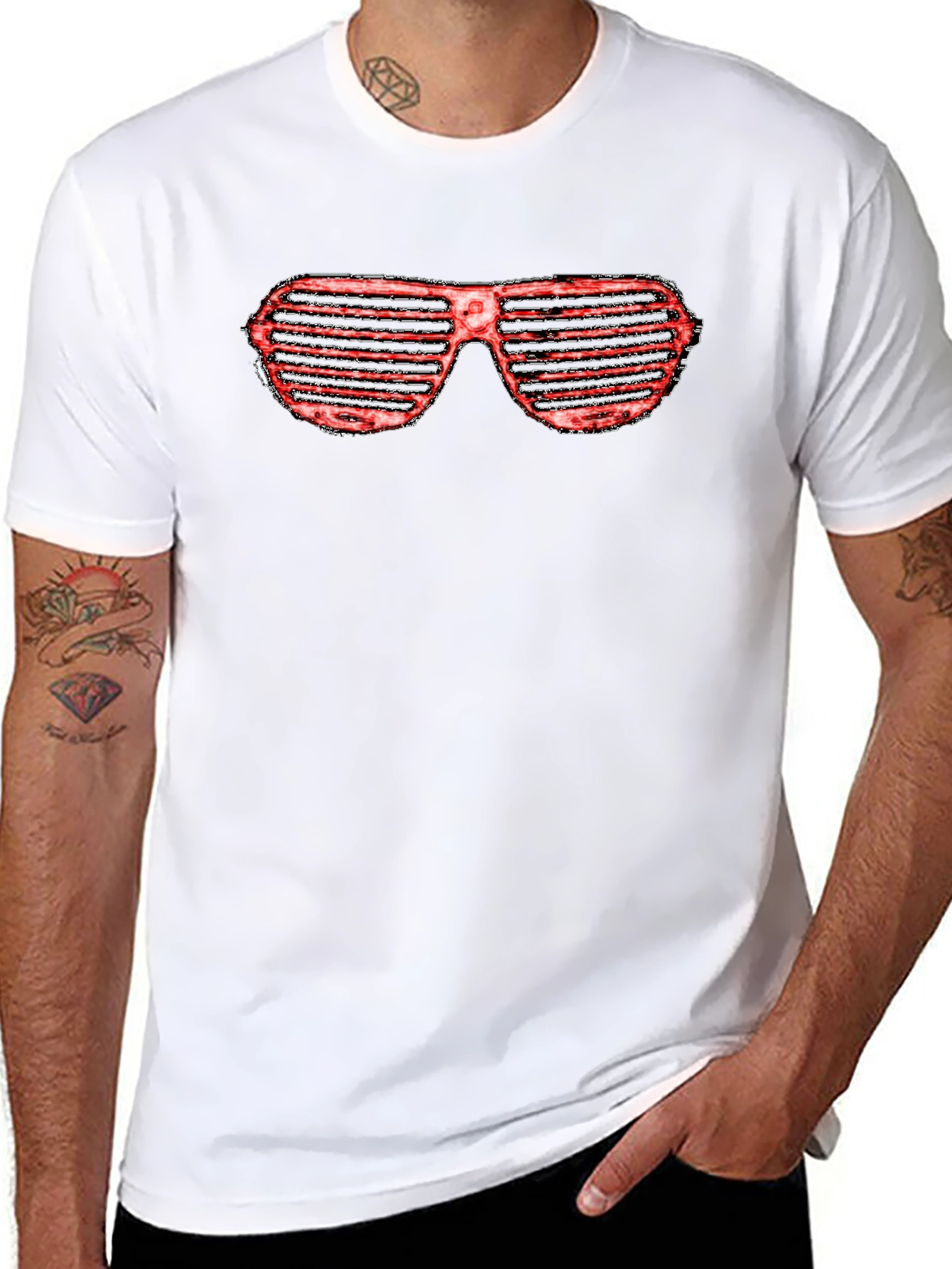 Retro Shutter Shades Graphic Tee - Cool Party Shirt