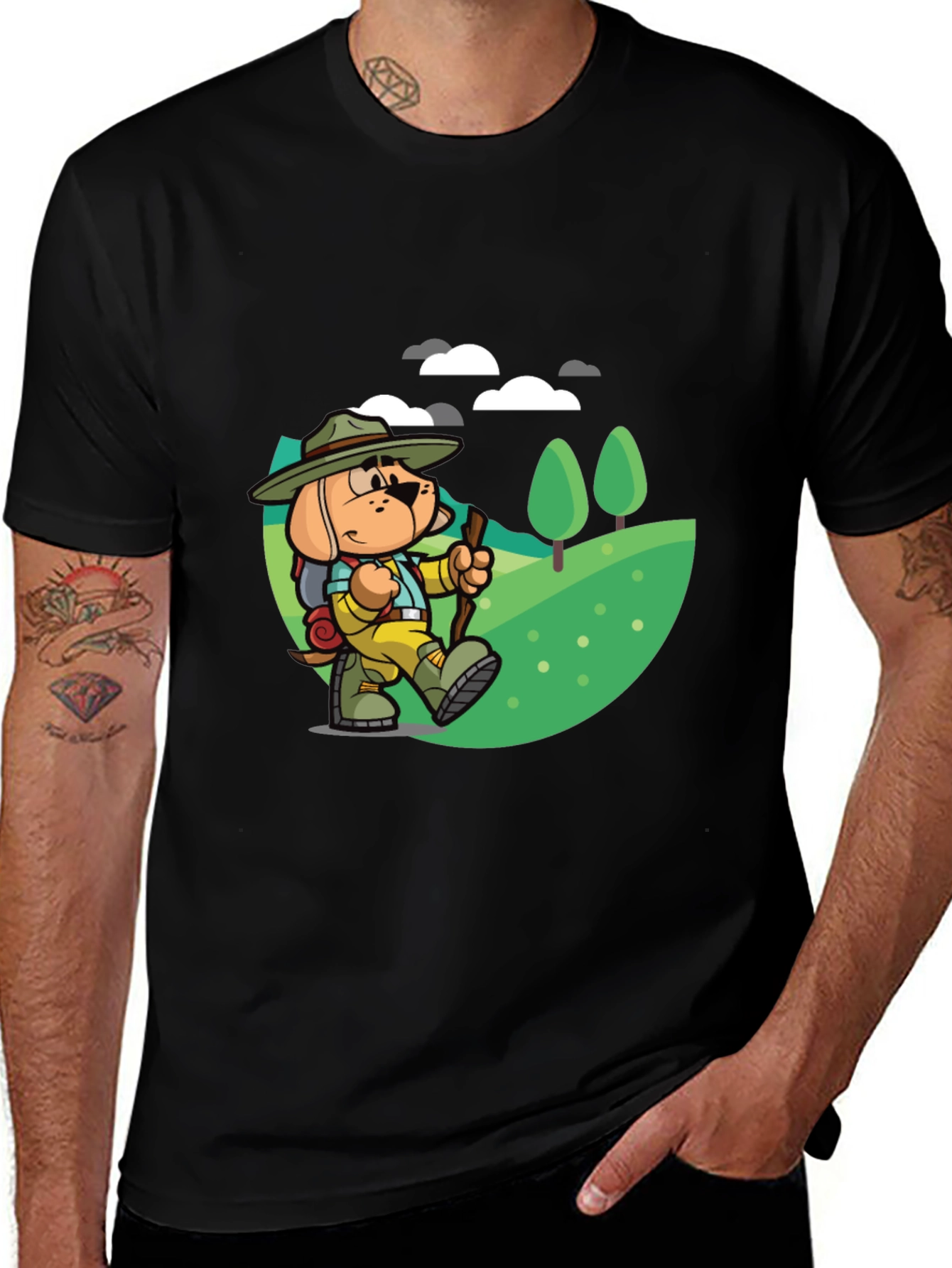 Cartoon Dog Hiking T-Shirt