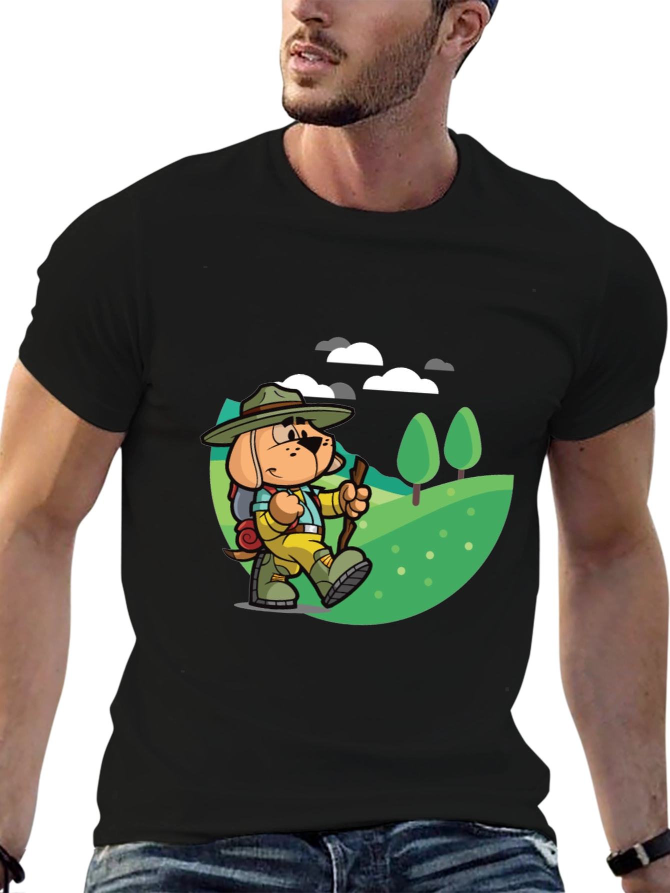 Cartoon Dog Hiking T-Shirt