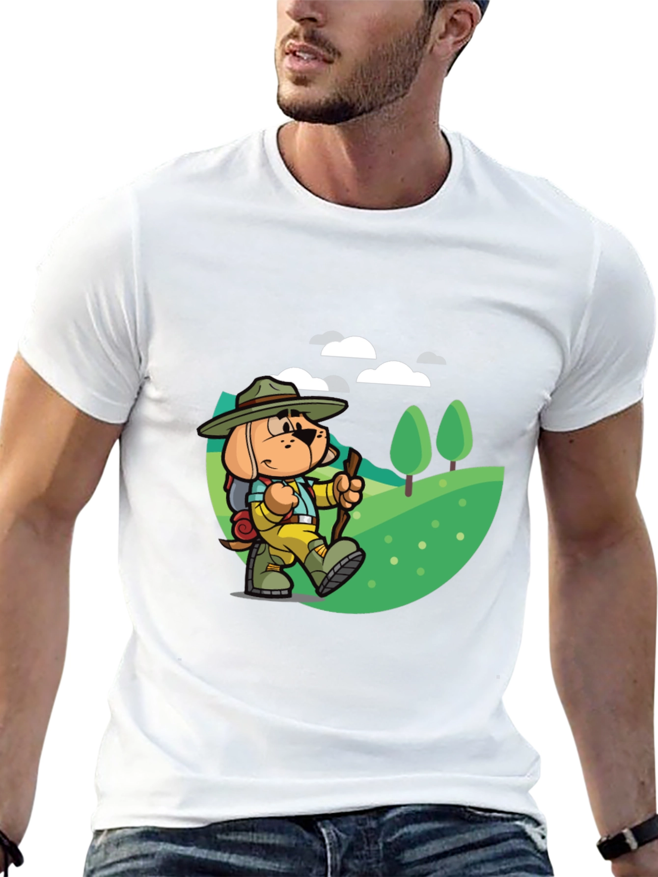 Cartoon Dog Hiking T-Shirt