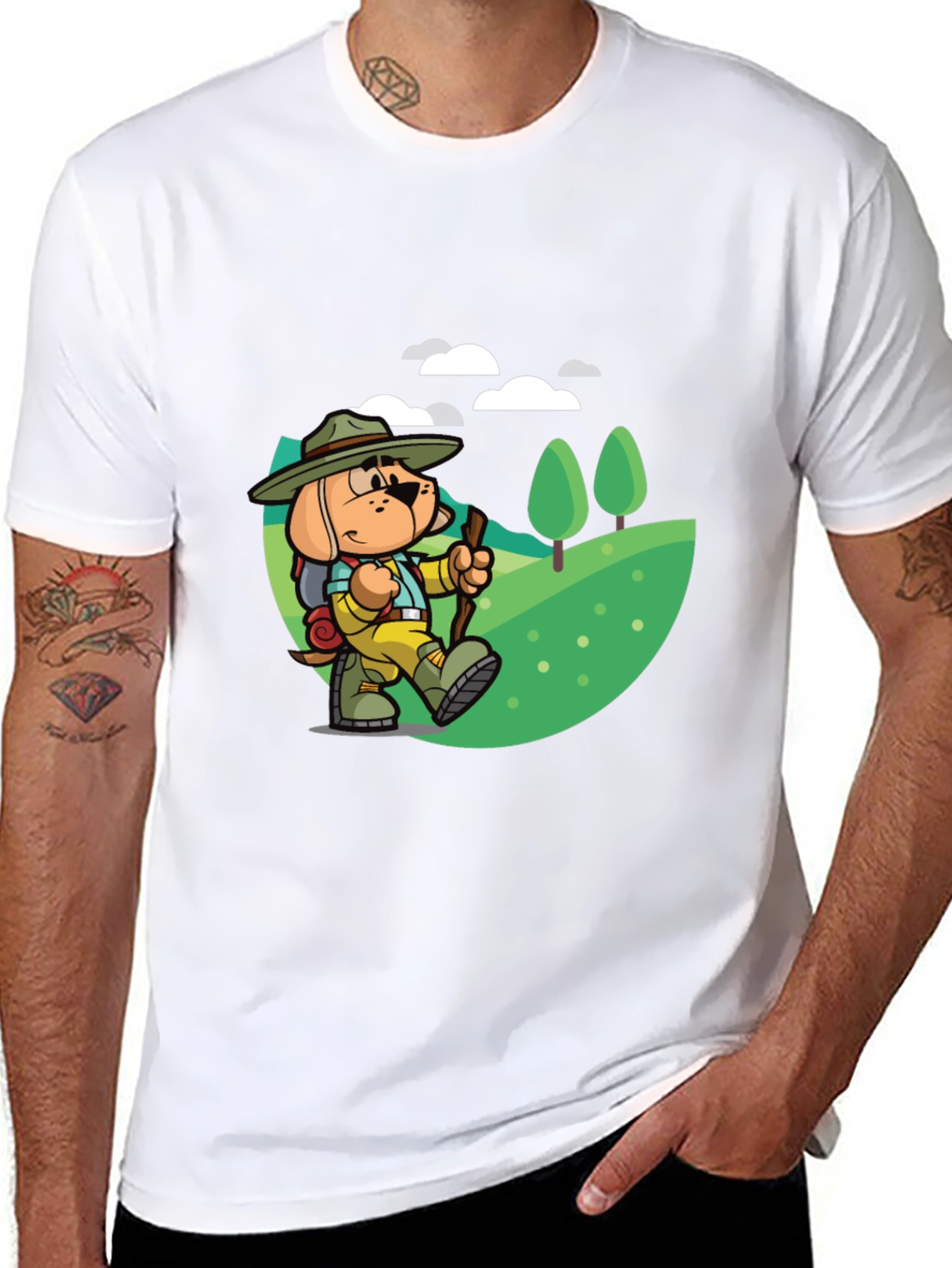 Cartoon Dog Hiking T-Shirt