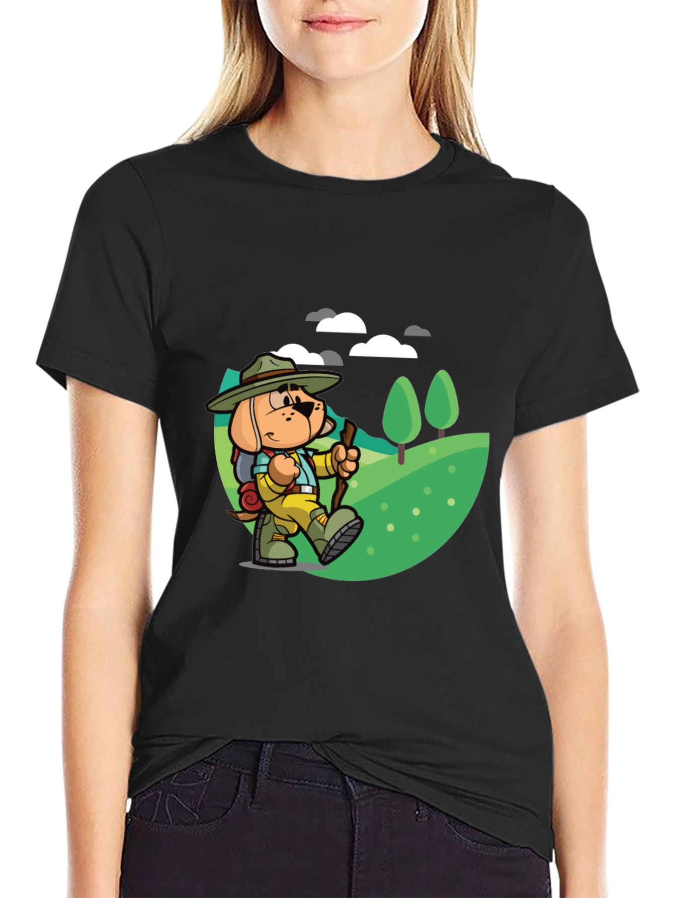 Cartoon Dog Hiking T-Shirt