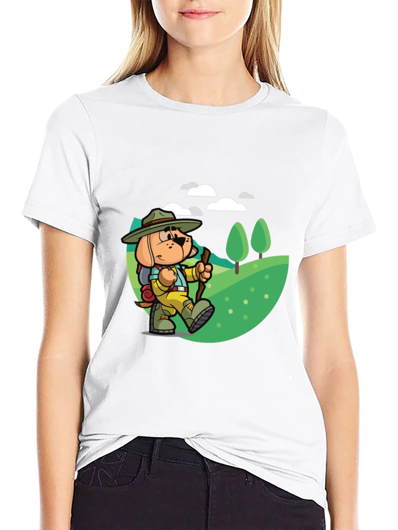 Cartoon Dog Hiking T-Shirt