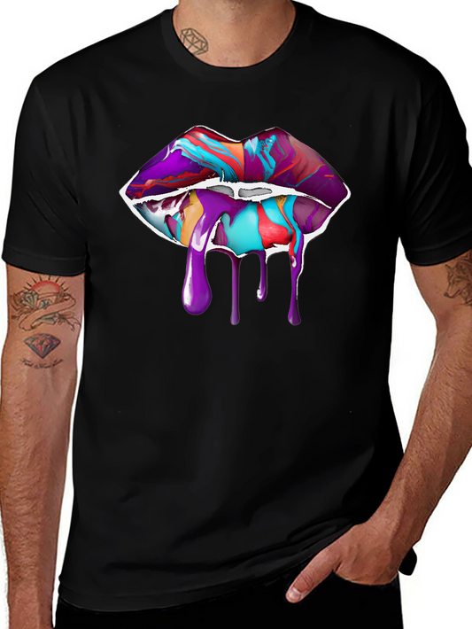Paint Drip Lips Graphic Tee - Black