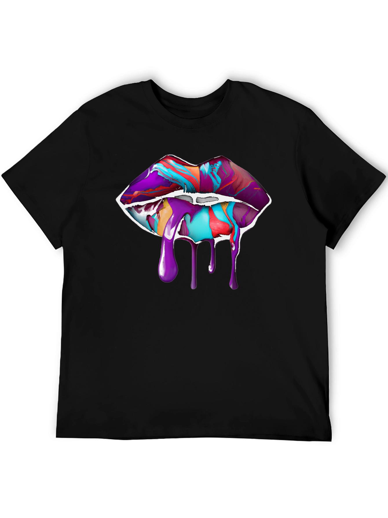 Paint Drip Lips Graphic Tee - Black