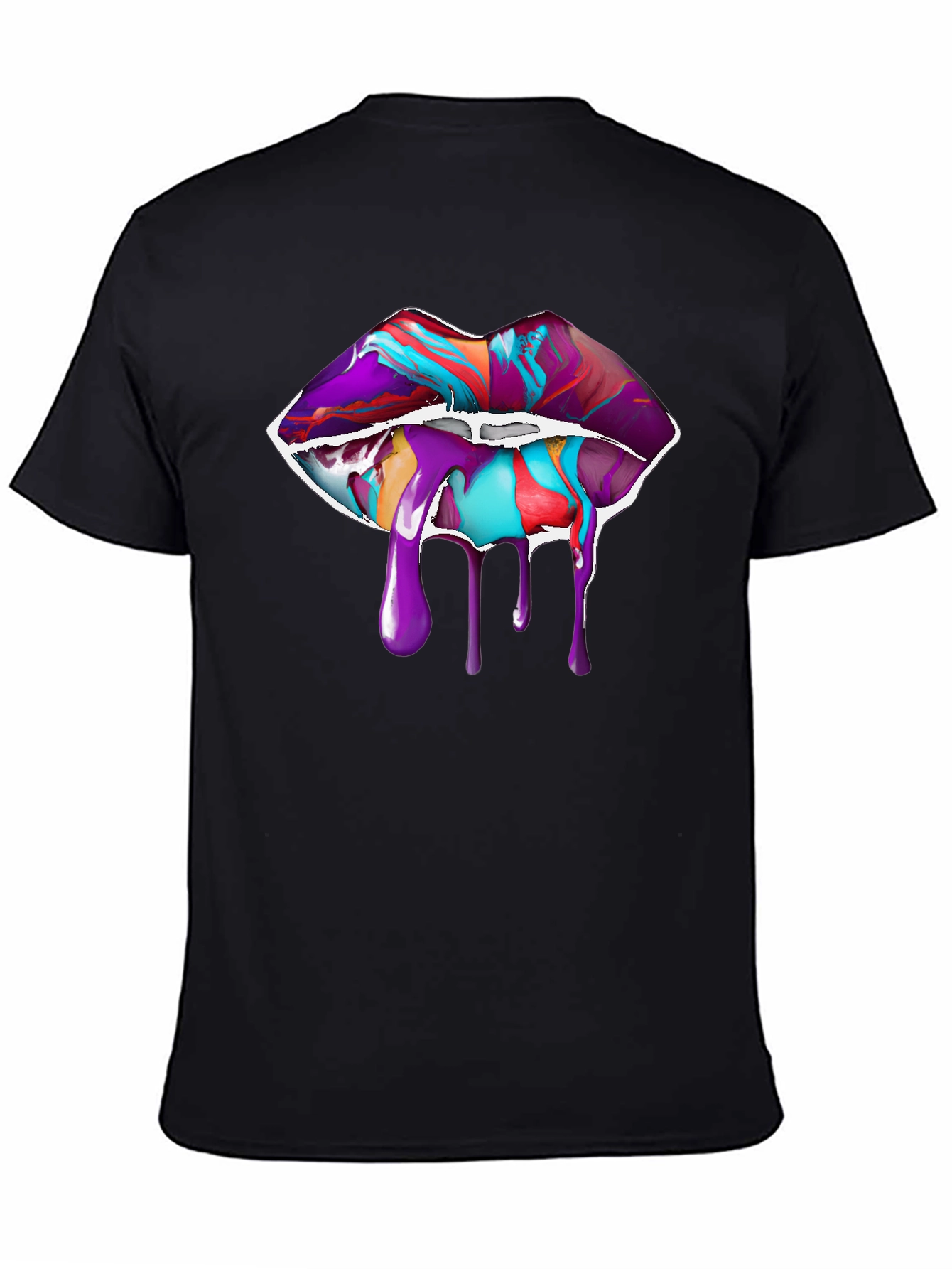 Paint Drip Lips Graphic Tee - Black