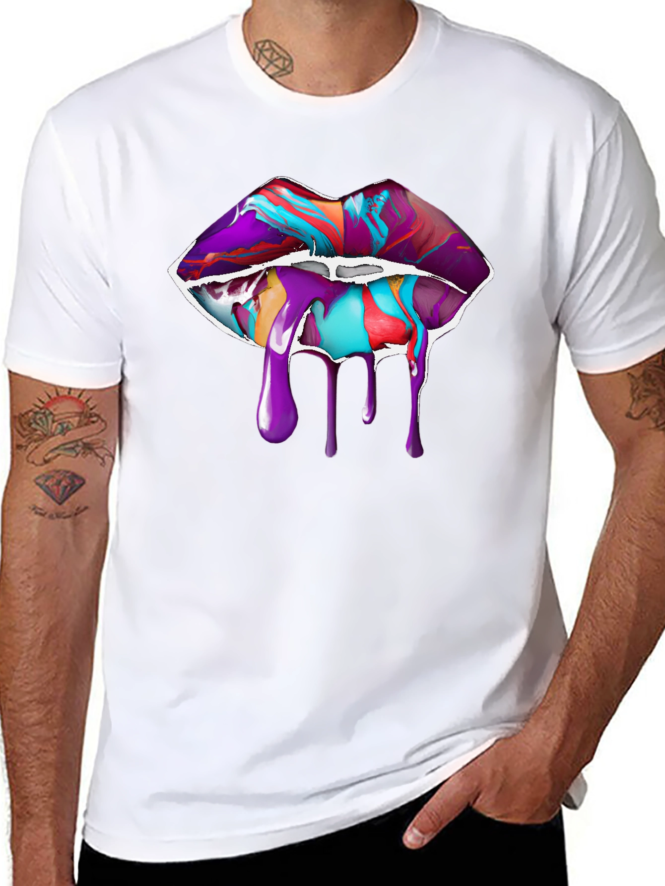 Paint Drip Lips Graphic Tee - Black