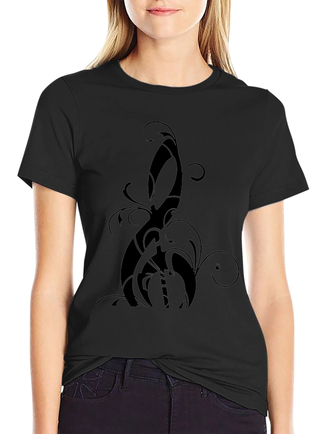 Black Graphic Tee: Abstract Swirl Design