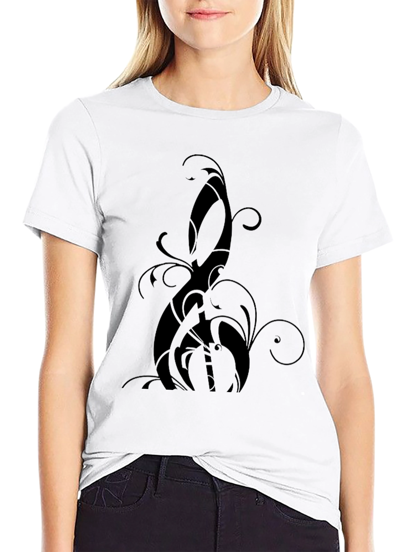 Black Graphic Tee: Abstract Swirl Design