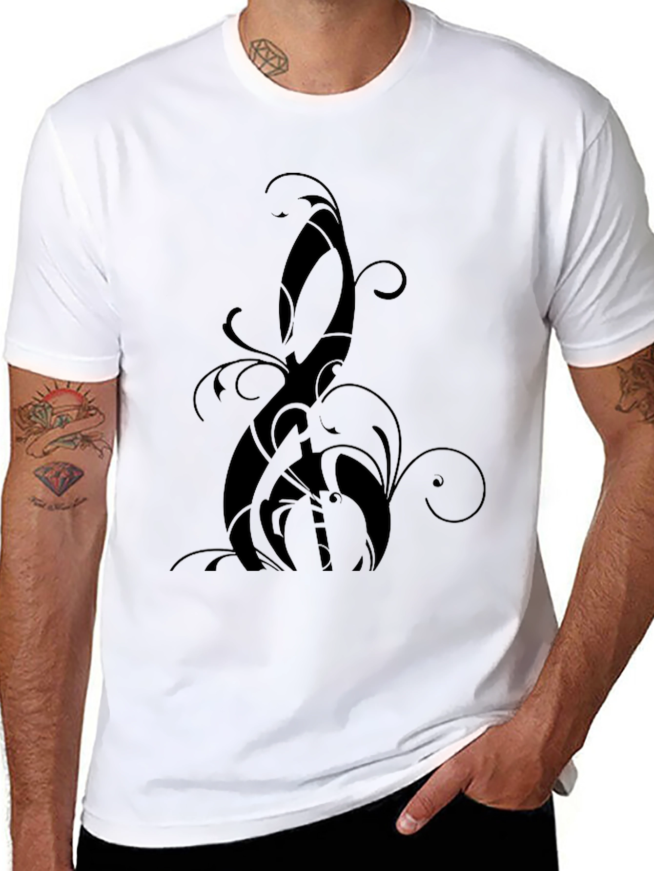 Black Graphic Tee: Abstract Swirl Design