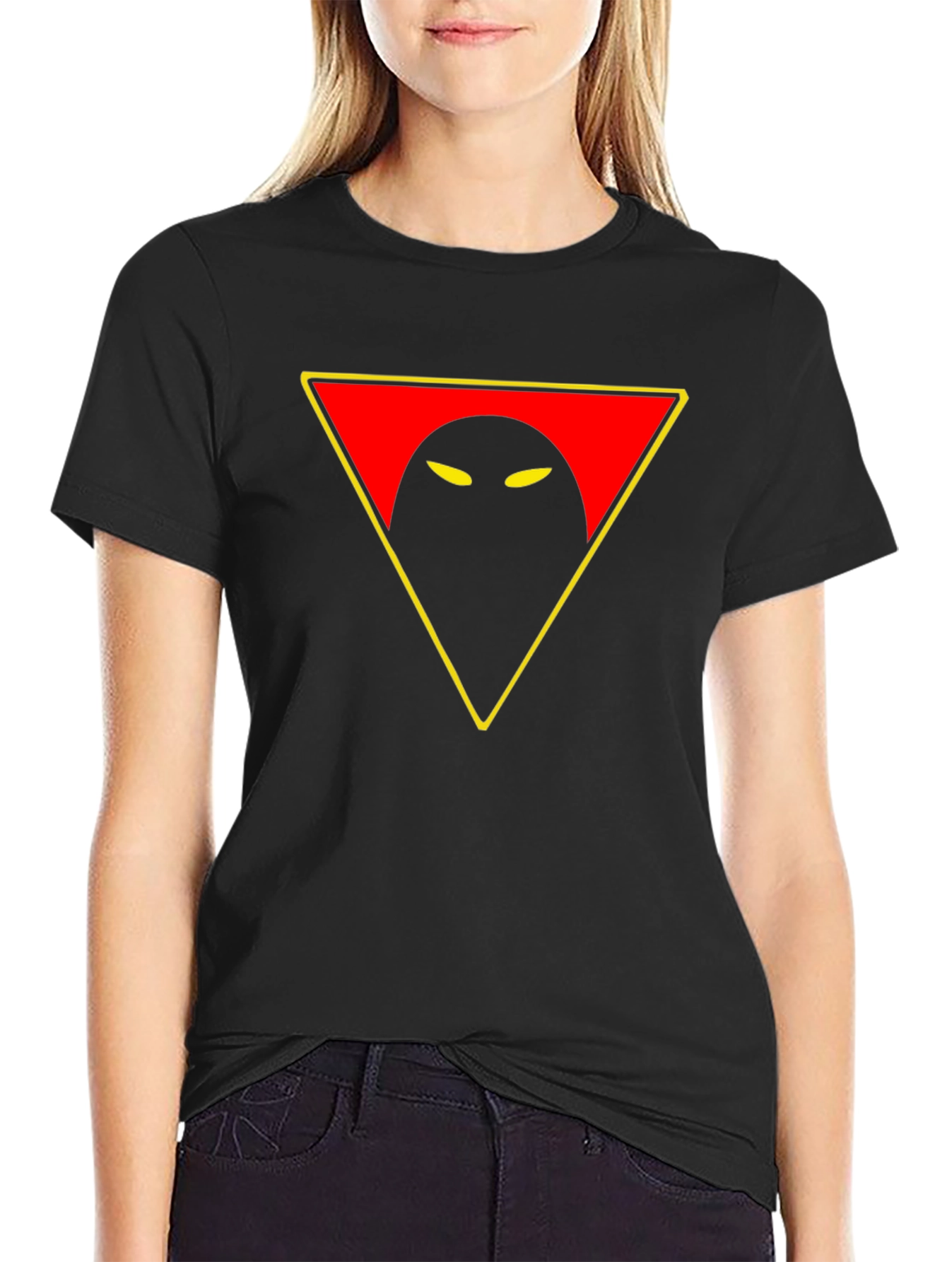 Mysterious Eye Triangle Graphic Tee - Black Cotton Shirt