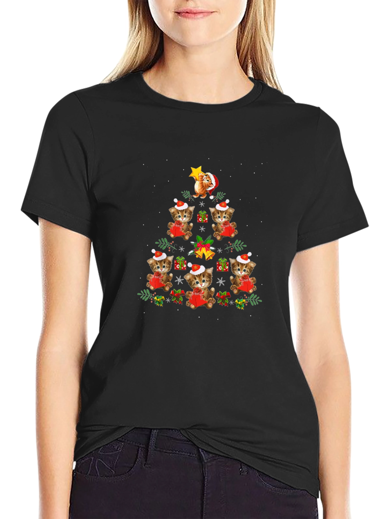 Festive Cat Christmas Tree T-Shirt