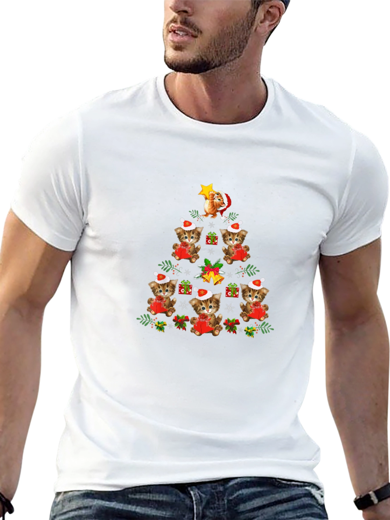 Festive Cat Christmas Tree T-Shirt