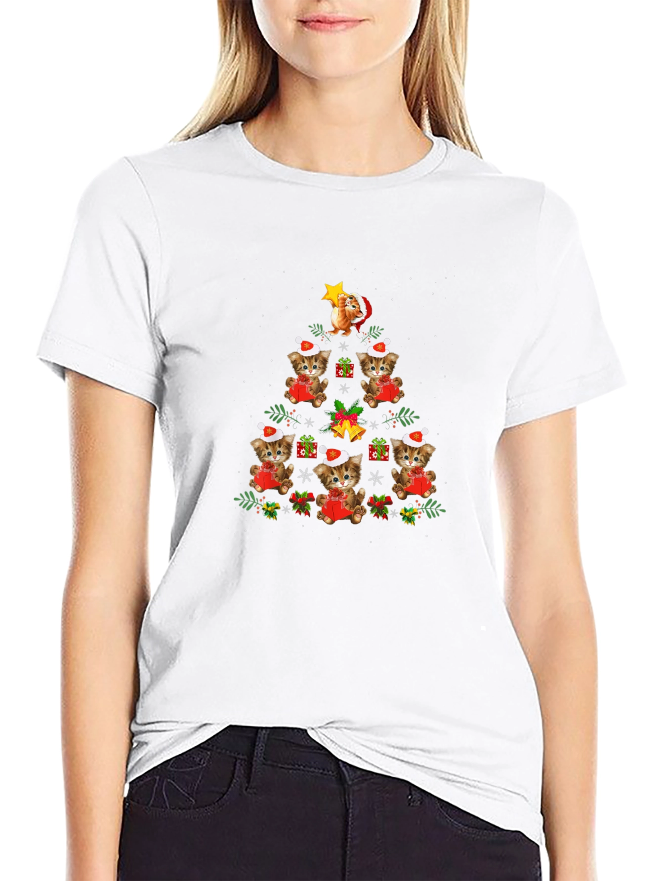 Festive Cat Christmas Tree T-Shirt