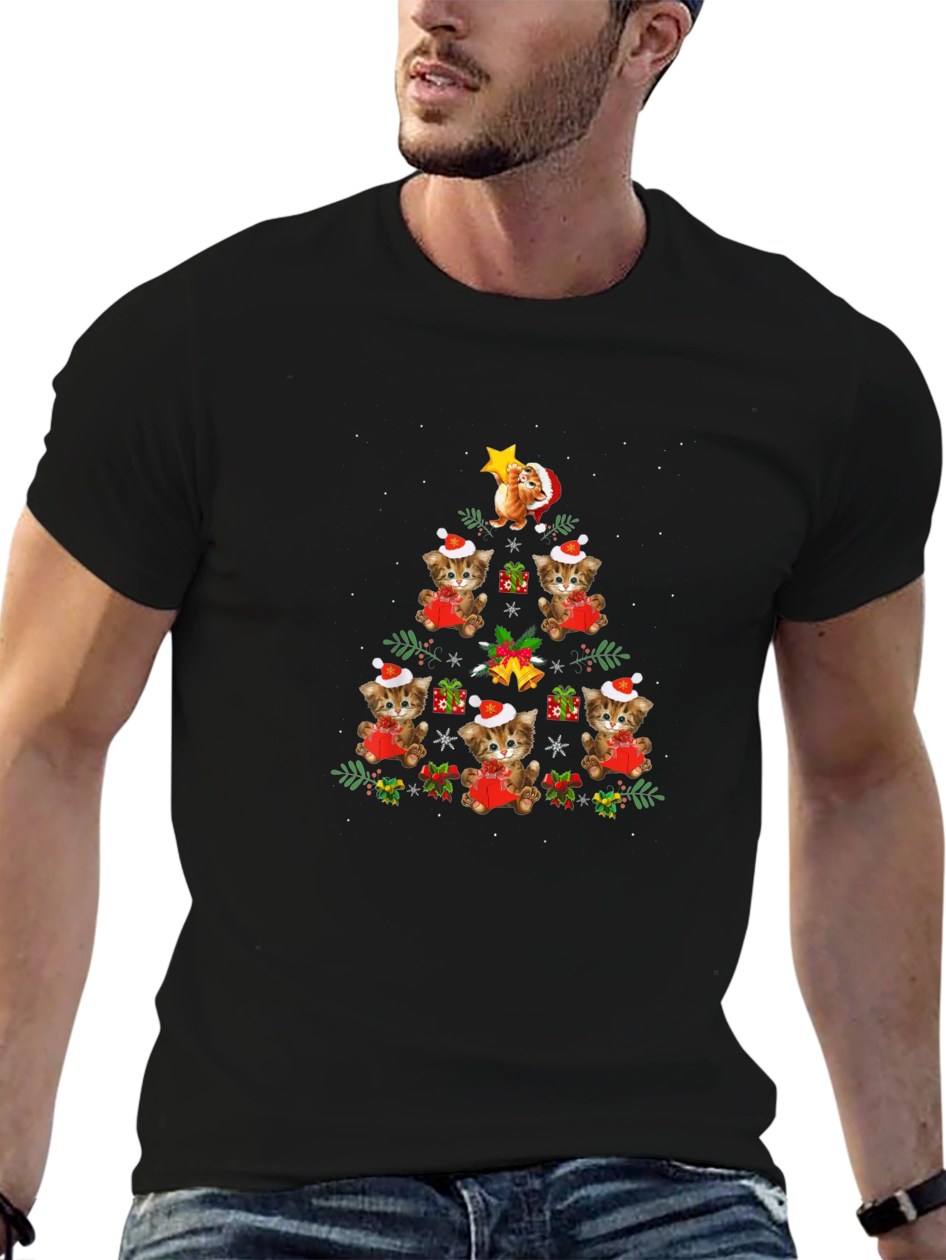 Festive Cat Christmas Tree T-Shirt