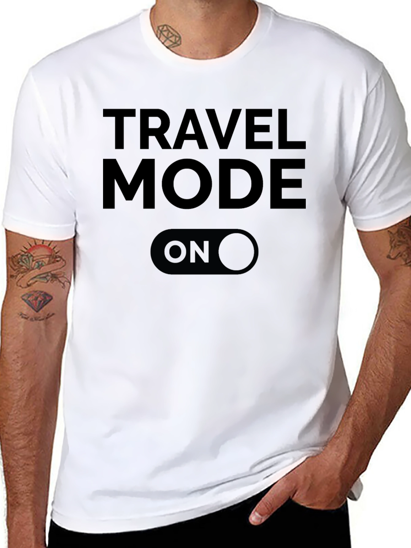 Travel Mode On - Black Graphic Tee