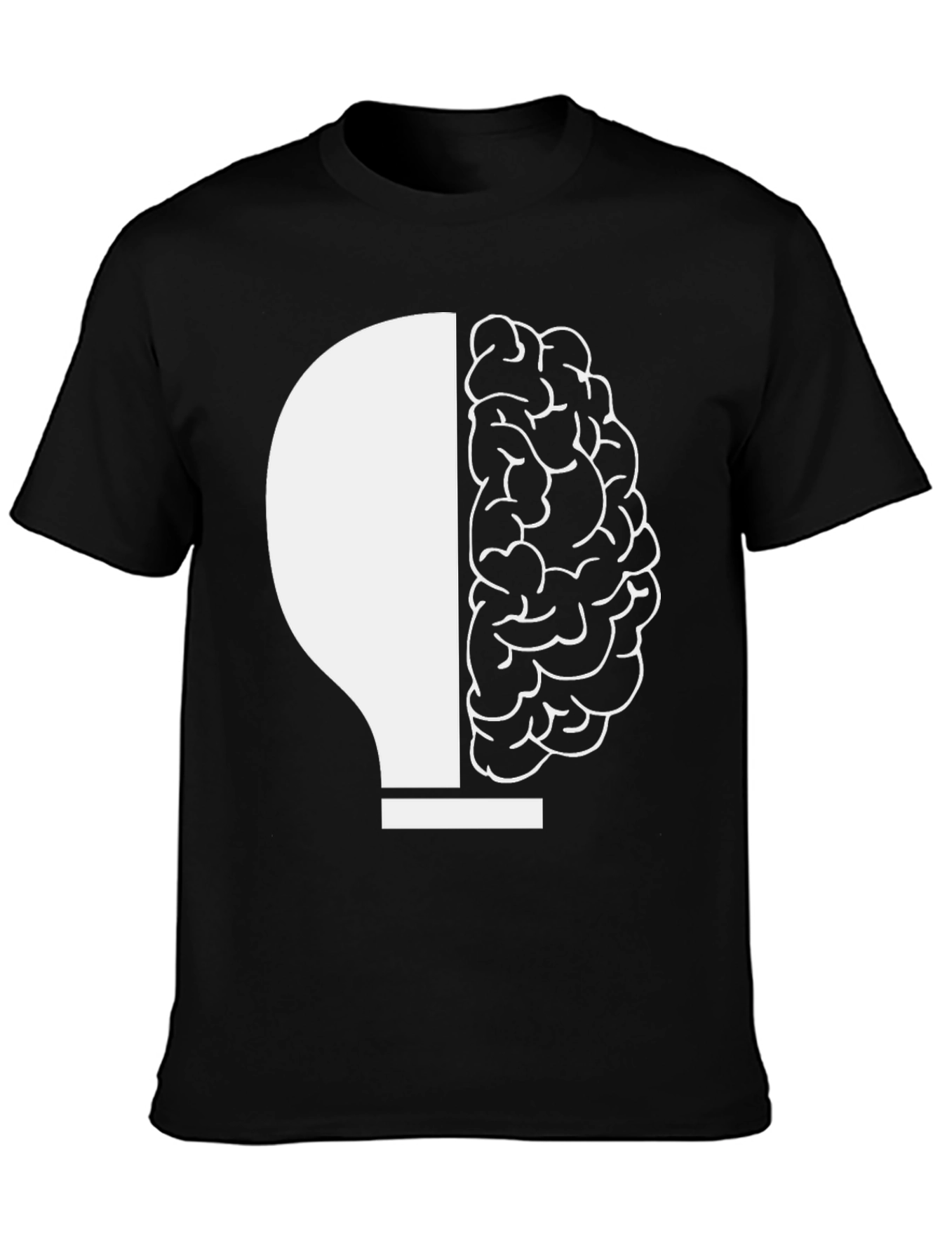 Brain Meets Bulb Graphic Tee - Black Unisex T-Shirt