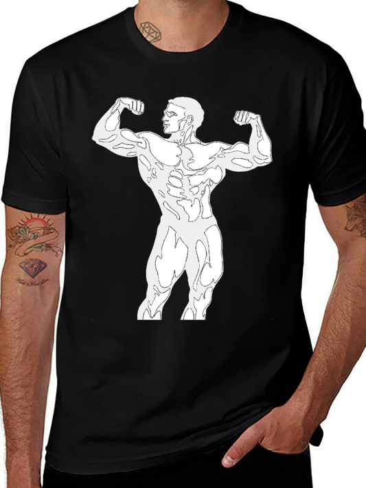 Black Bodybuilder Graphic Tee - Muscle Flex