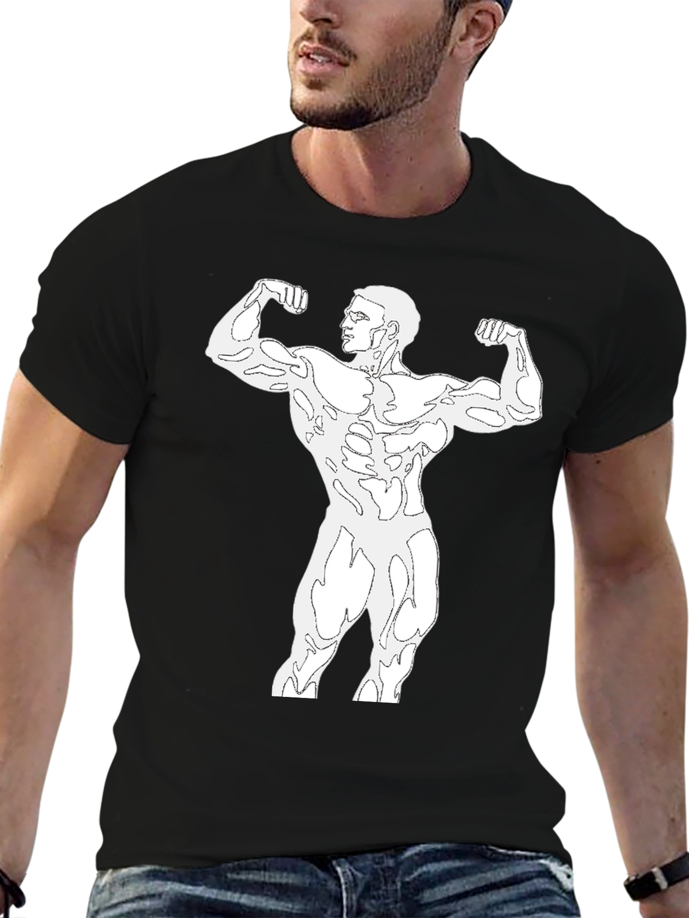 Black Bodybuilder Graphic Tee - Muscle Flex
