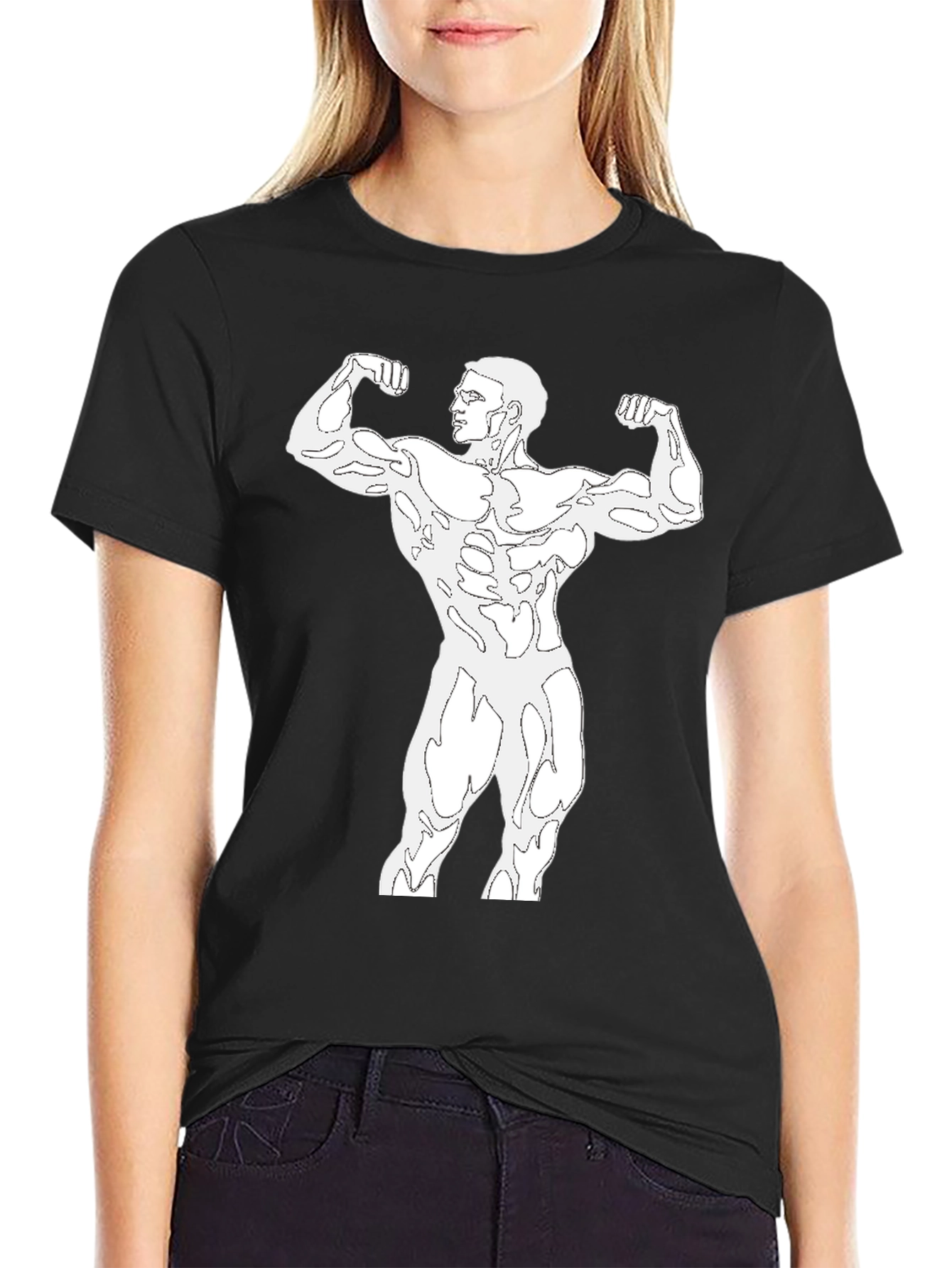 Black Bodybuilder Graphic Tee - Muscle Flex