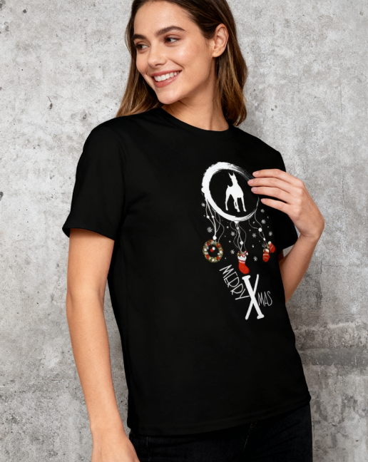 Merry X'mas Dog Graphic T-Shirt - 100% Cotton, Christmas Exclusive for Pet Lovers & Festive Occasions