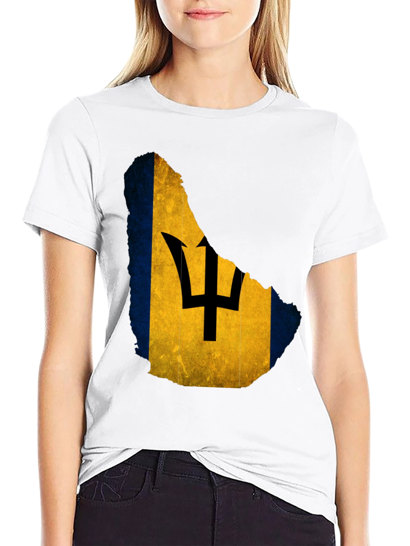 Barbados Flag T-Shirt Mens Crew Neck Tee