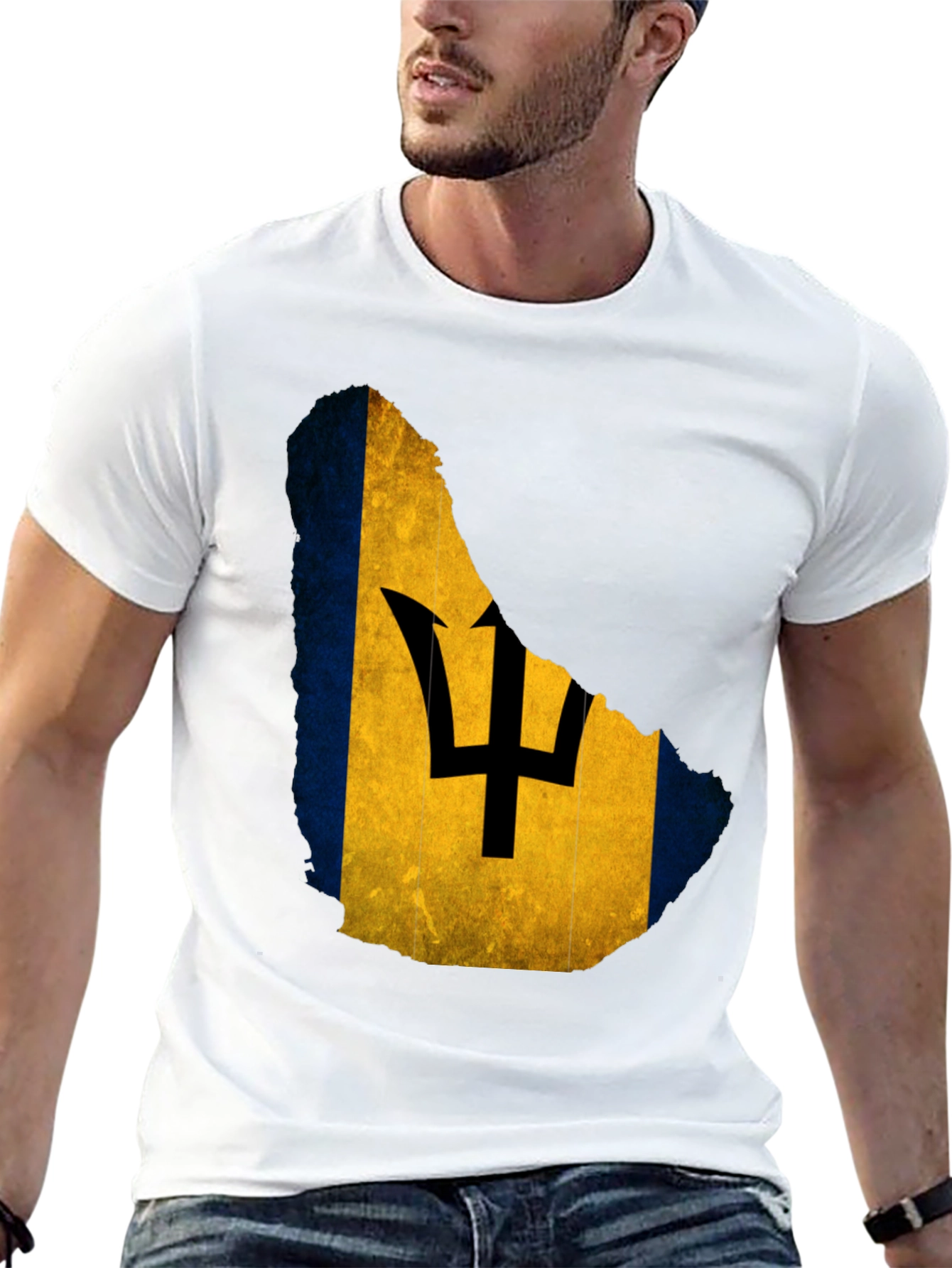 Barbados Flag T-Shirt Mens Crew Neck Tee