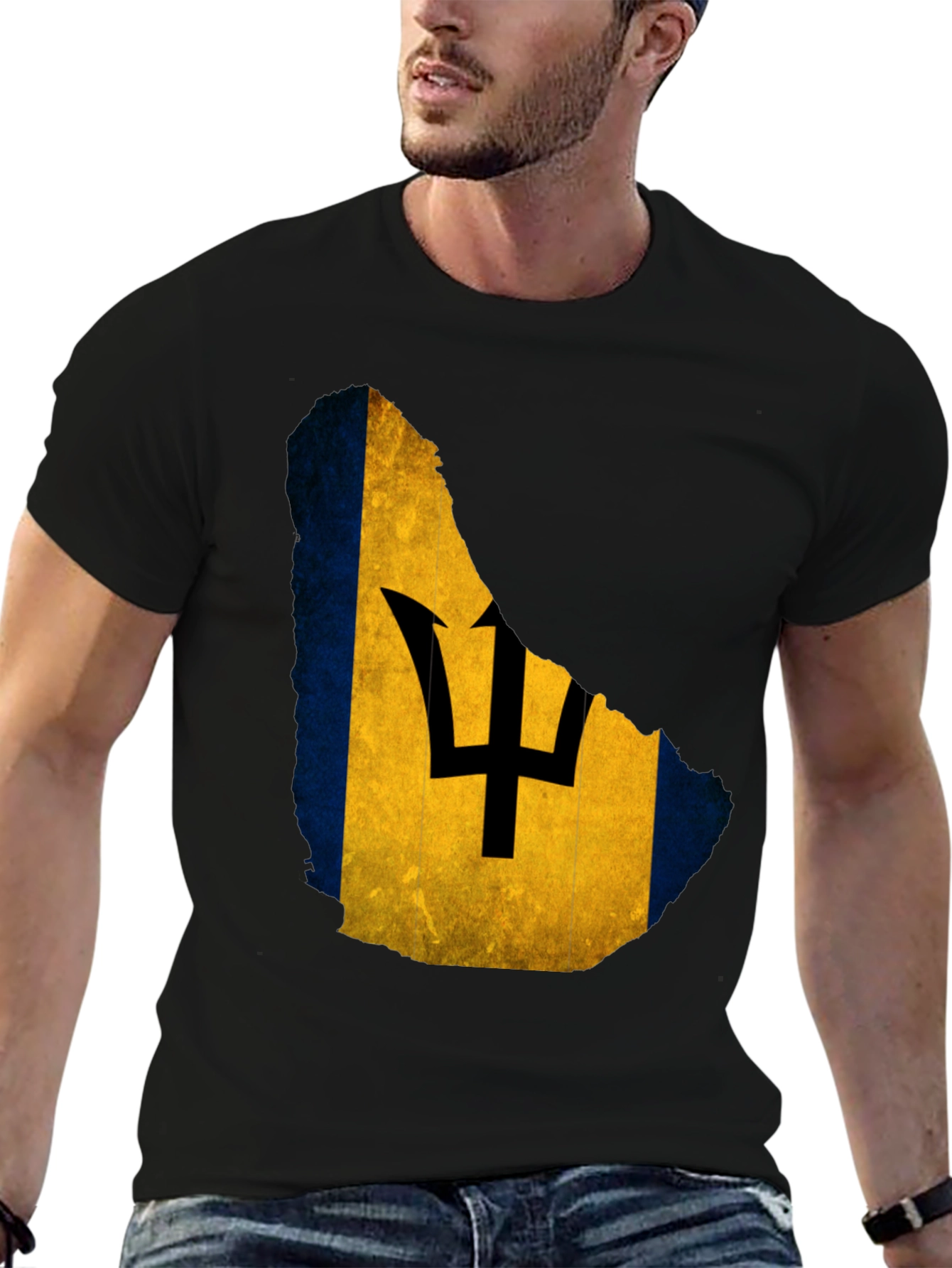 Barbados Flag T-Shirt Mens Crew Neck Tee