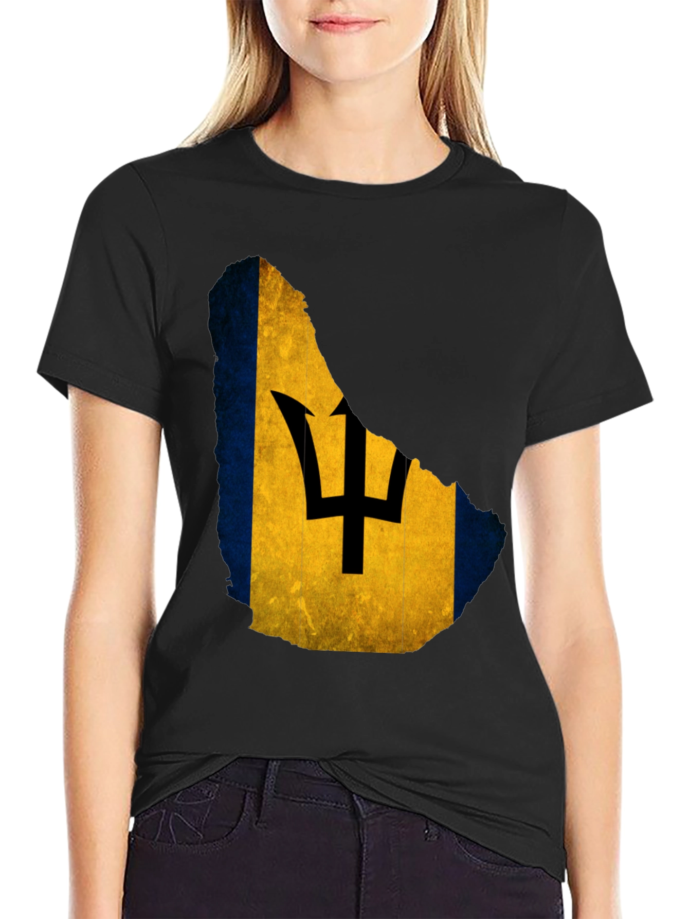 Barbados Flag T-Shirt Mens Crew Neck Tee