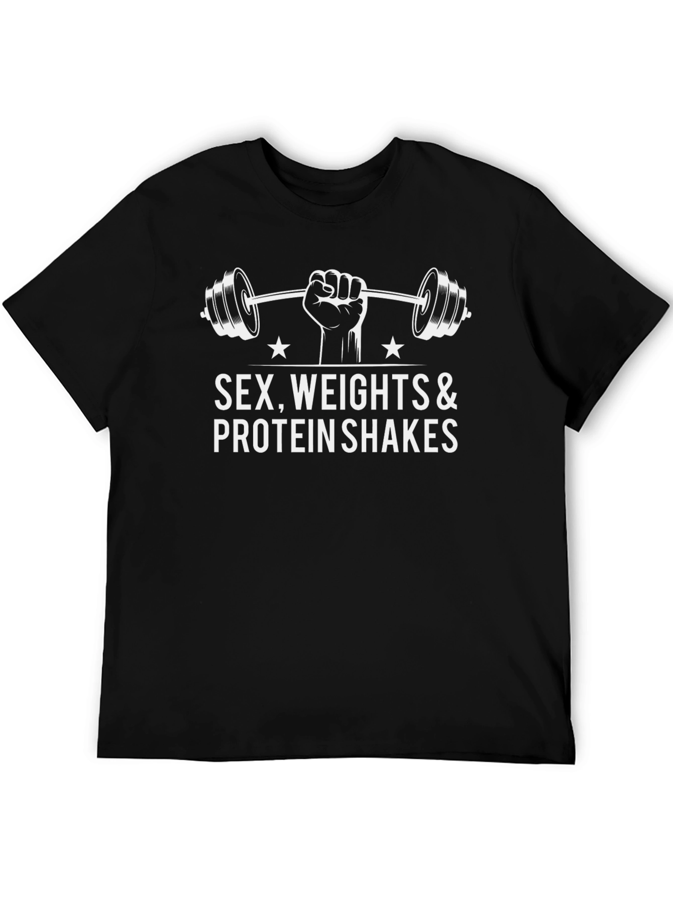 Sex Weights & Protein Shakes Black T-Shirt