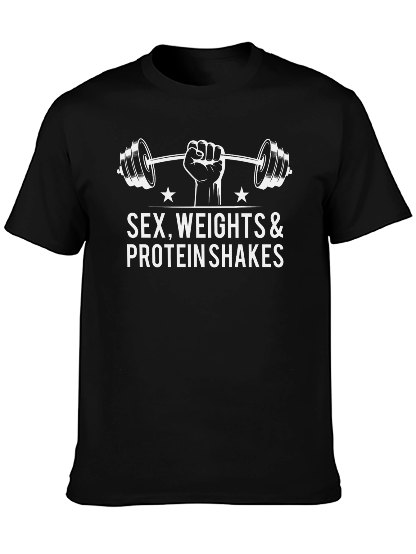 Sex Weights & Protein Shakes Black T-Shirt