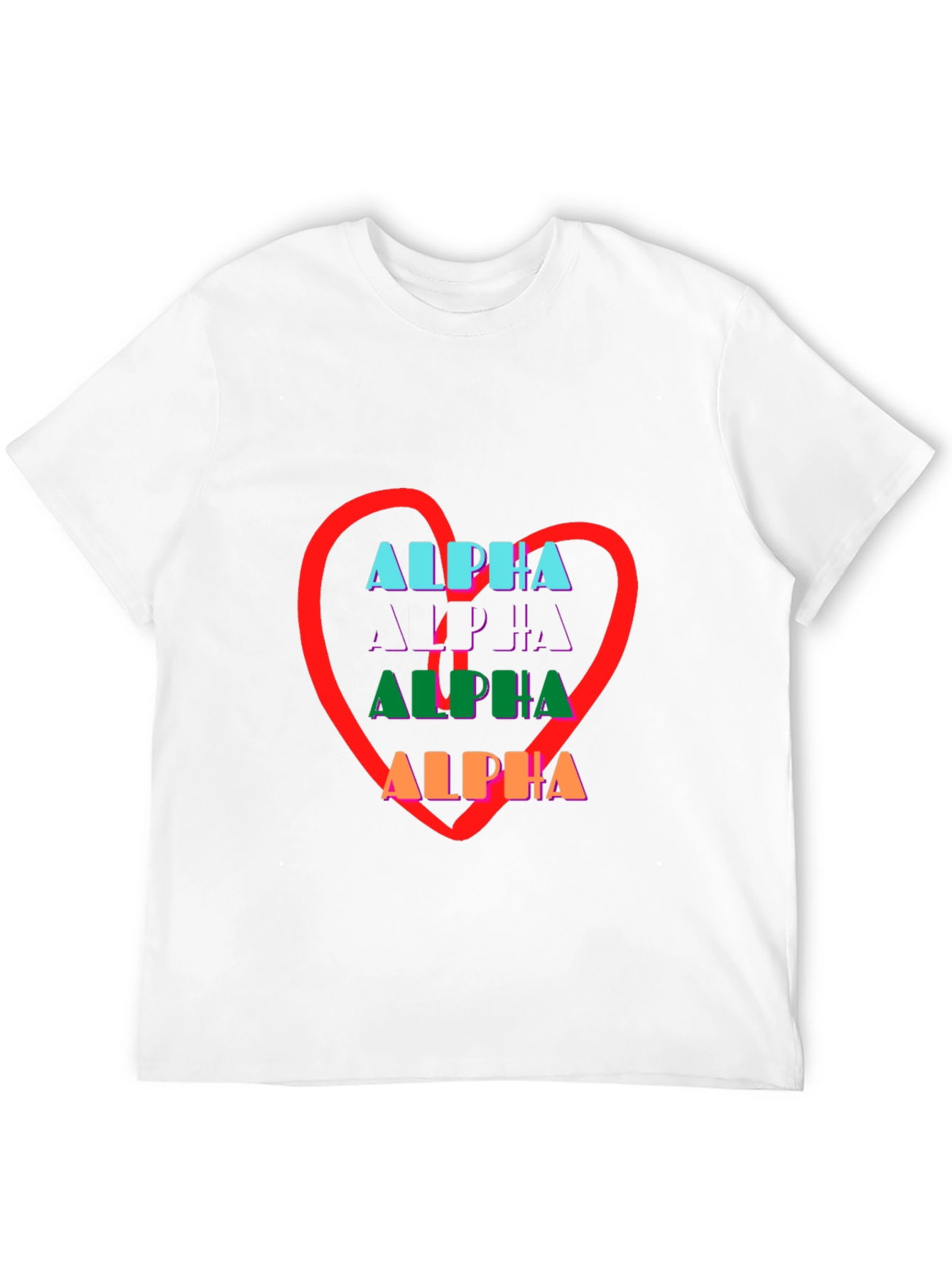 Alpha Heart Graphic Print Black Tee Shirt