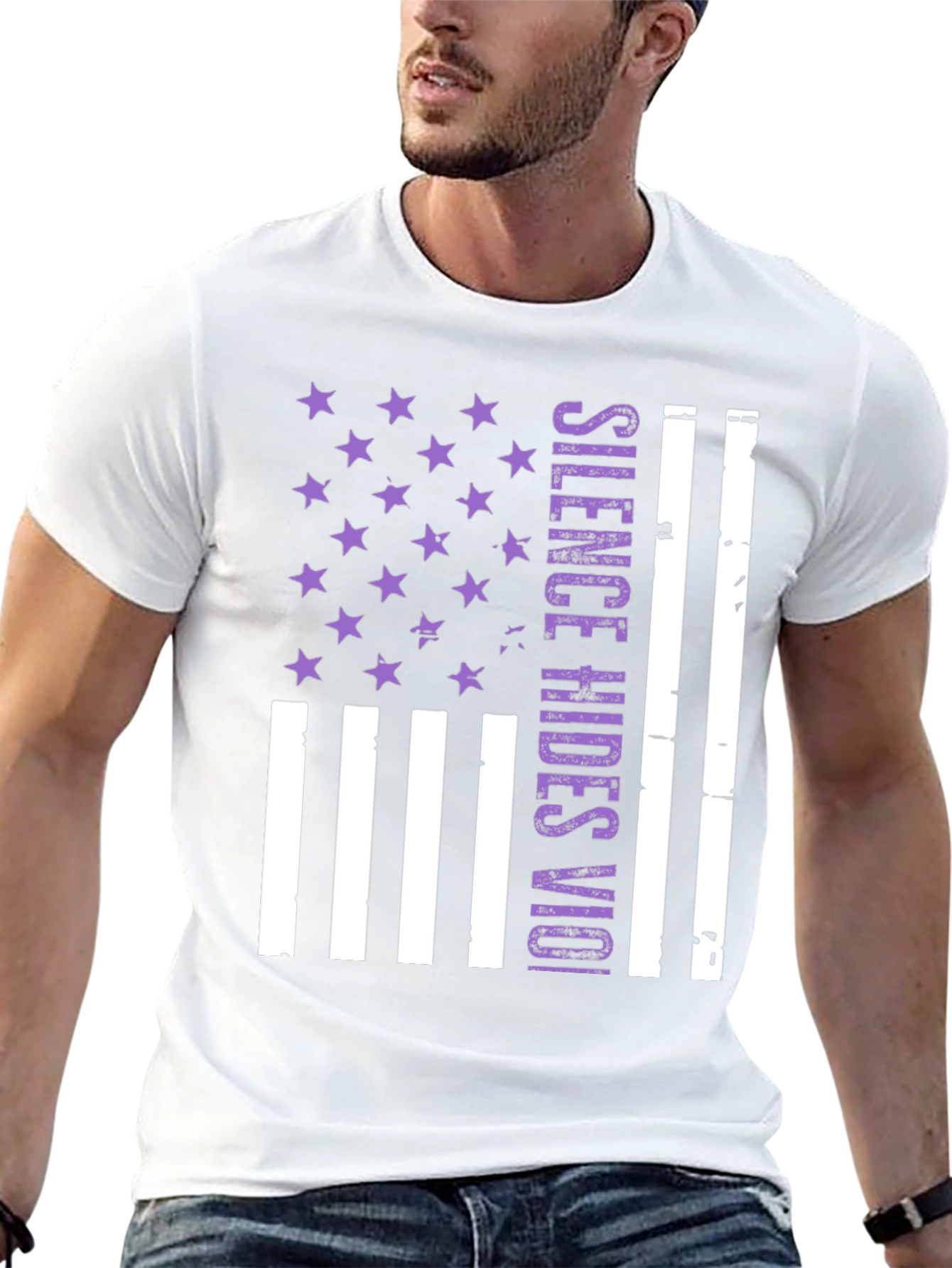 Silence Hides Violence USA Flag Graphic Tee