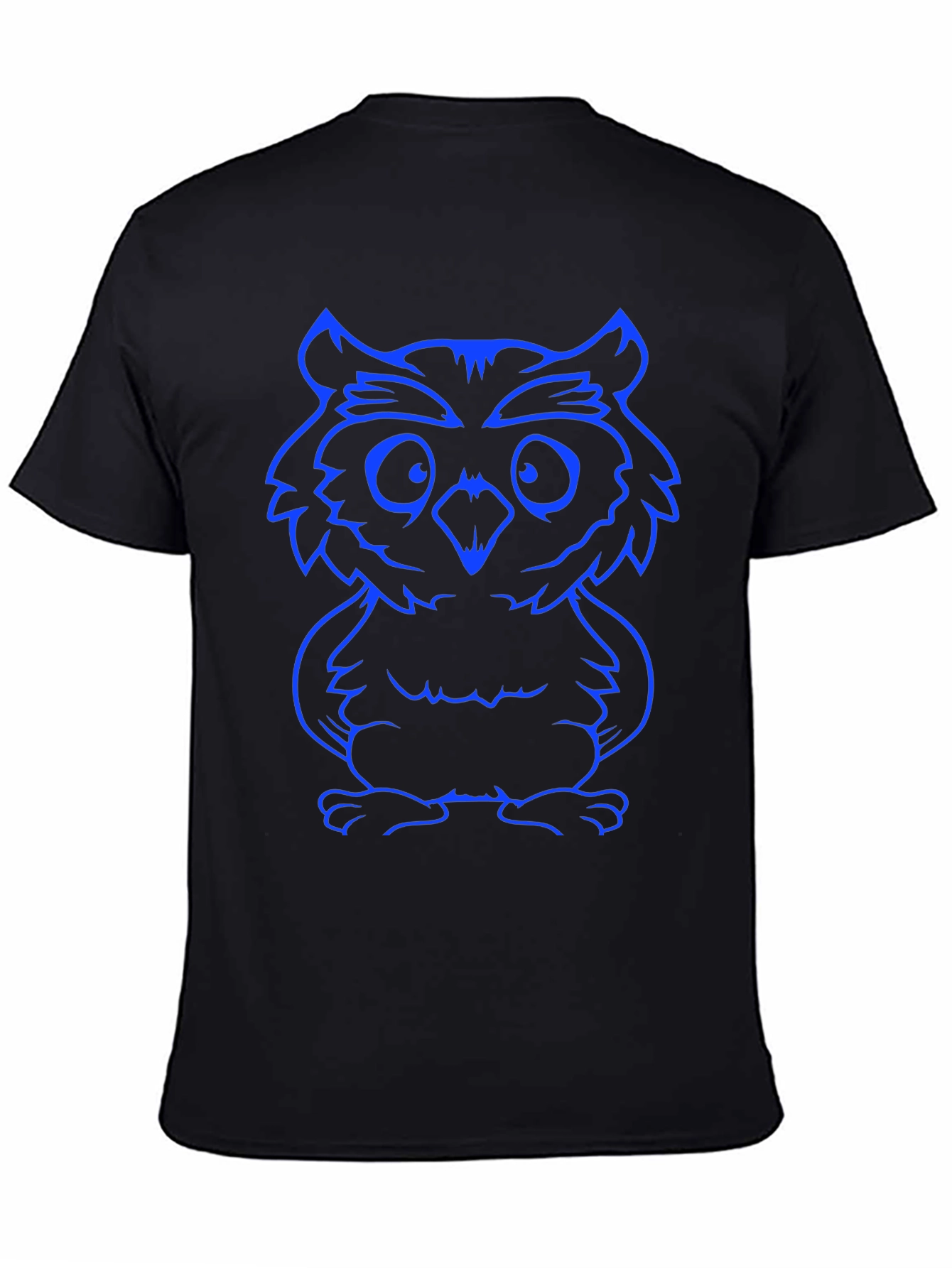 Owl Graphic Tee - Blue Print Black Cotton