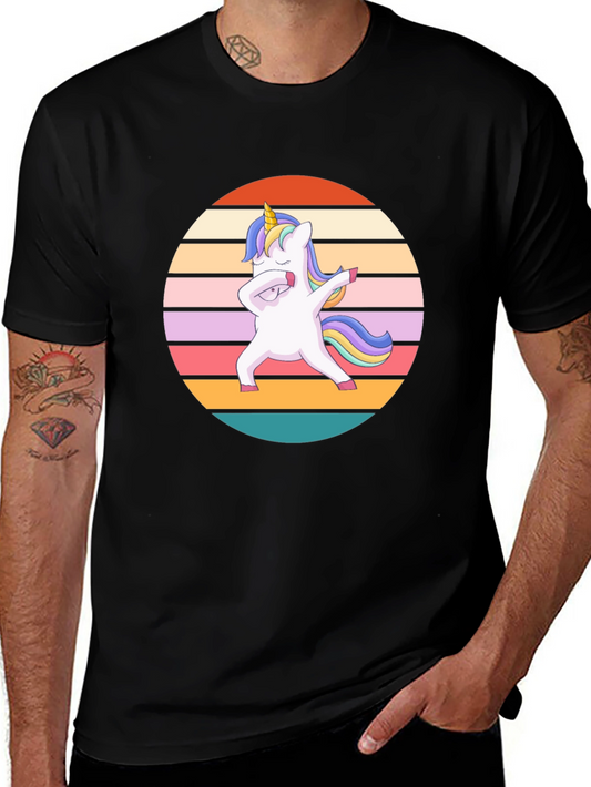 Dabbing Unicorn Graphic Tee - Black Cotton T-Shirt