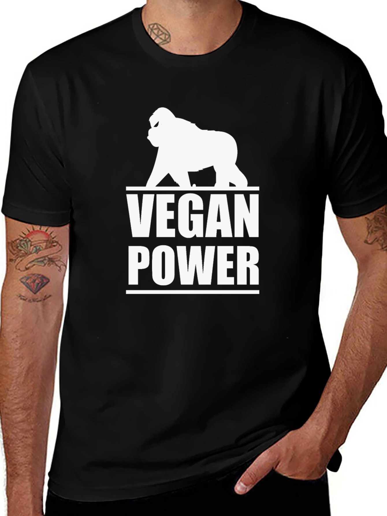 Vegan Power Gorilla Graphic T-Shirt