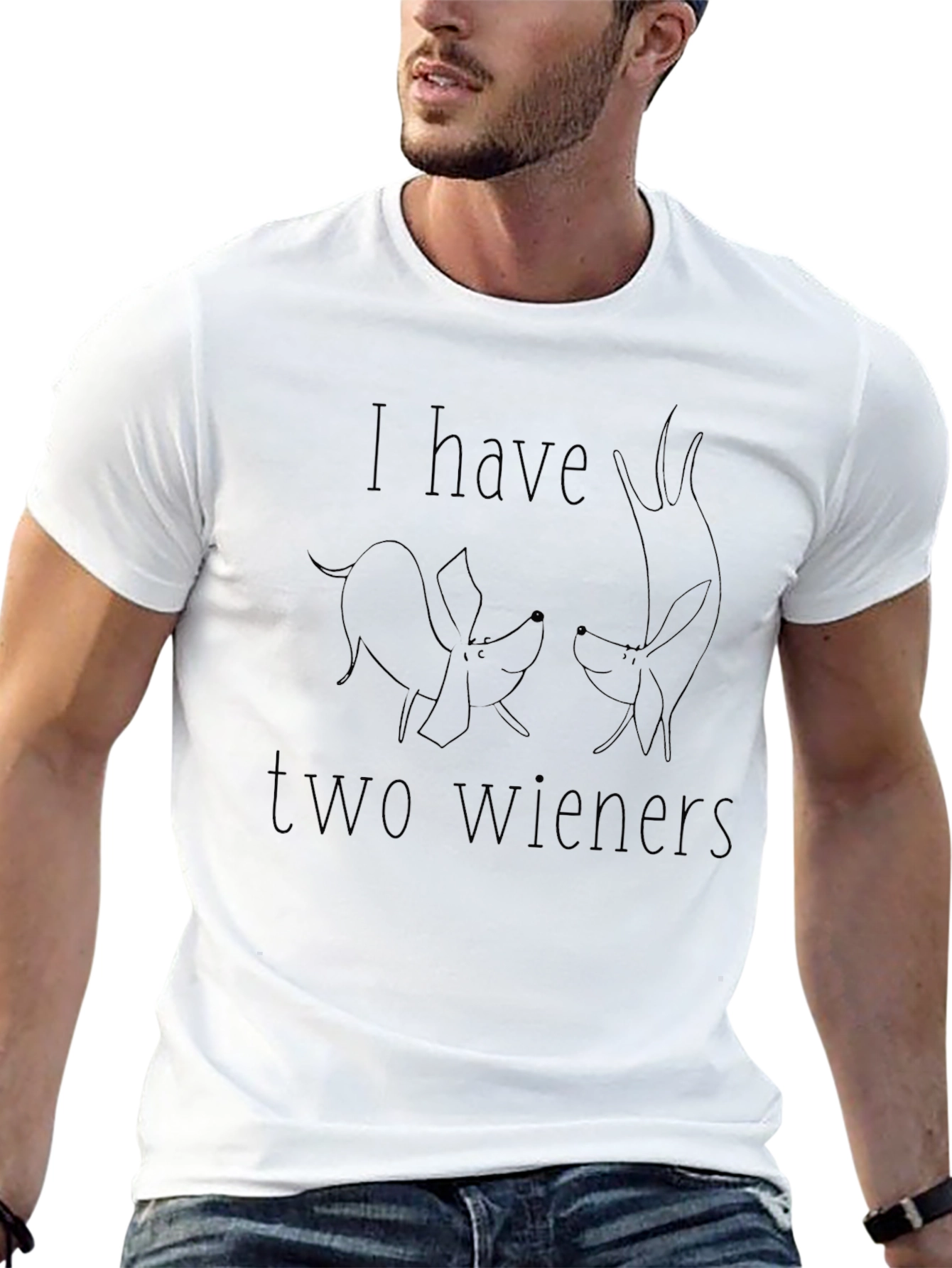 I Have Two Wieners T-Shirt Funny Dachshund Dog Tee