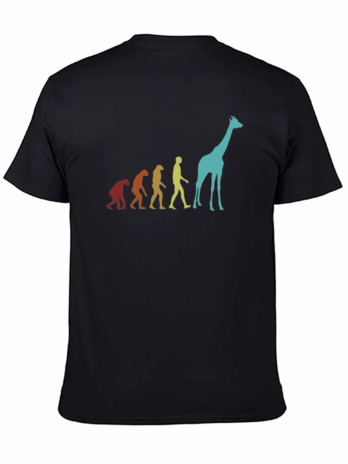 Evolution Giraffe Graphic Tee - Black Cotton T-Shirt