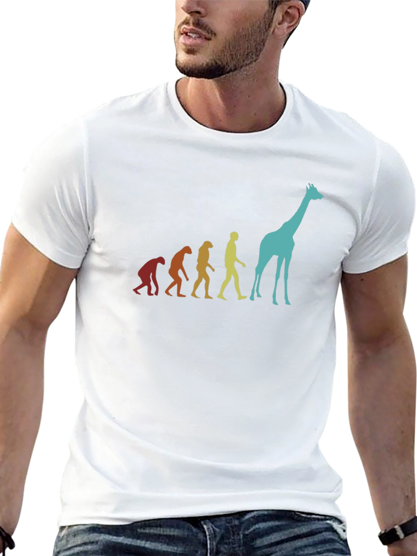 Evolution Giraffe Graphic Tee - Black Cotton T-Shirt