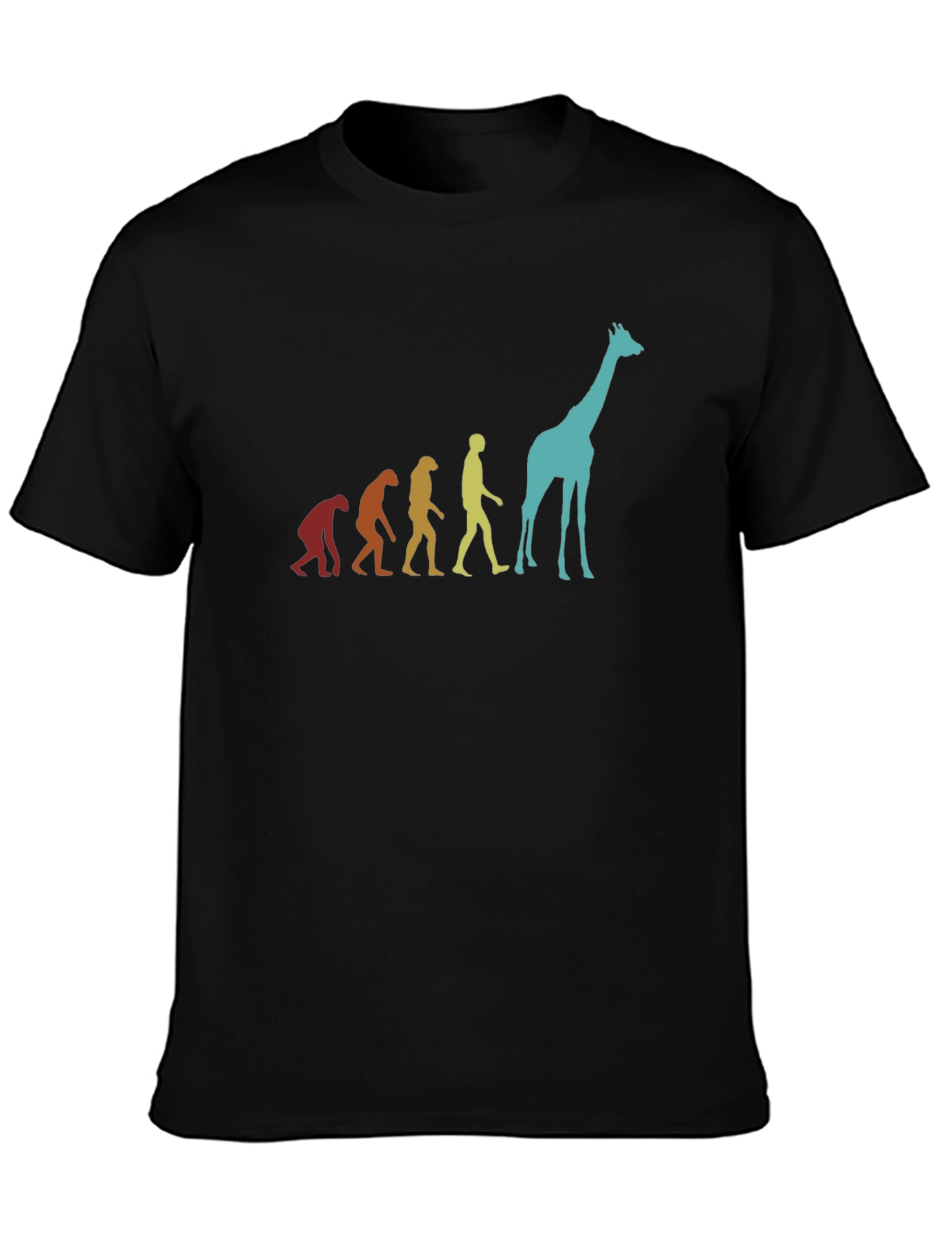 Evolution Giraffe Graphic Tee - Black Cotton T-Shirt