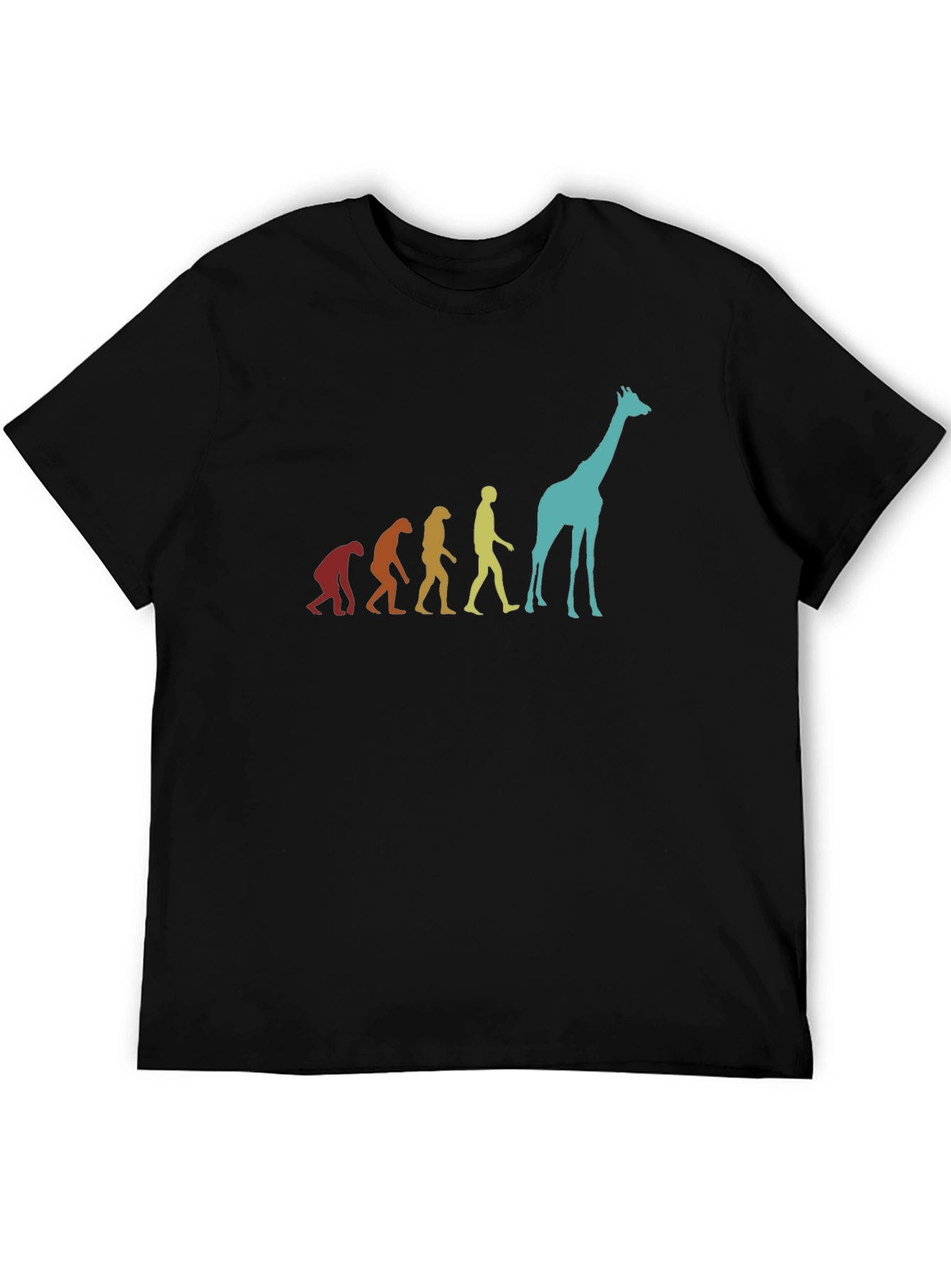 Evolution Giraffe Graphic Tee - Black Cotton T-Shirt